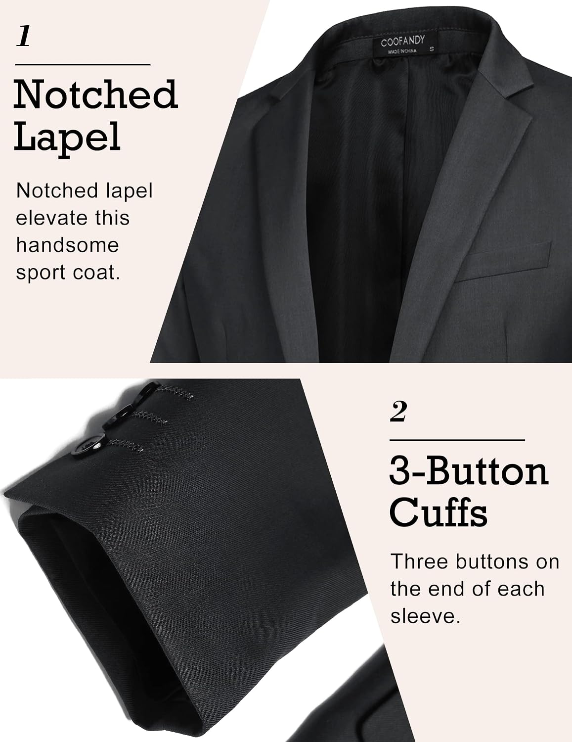 Detalle 2 de COOFANDY Men's Sport Coat in Twill