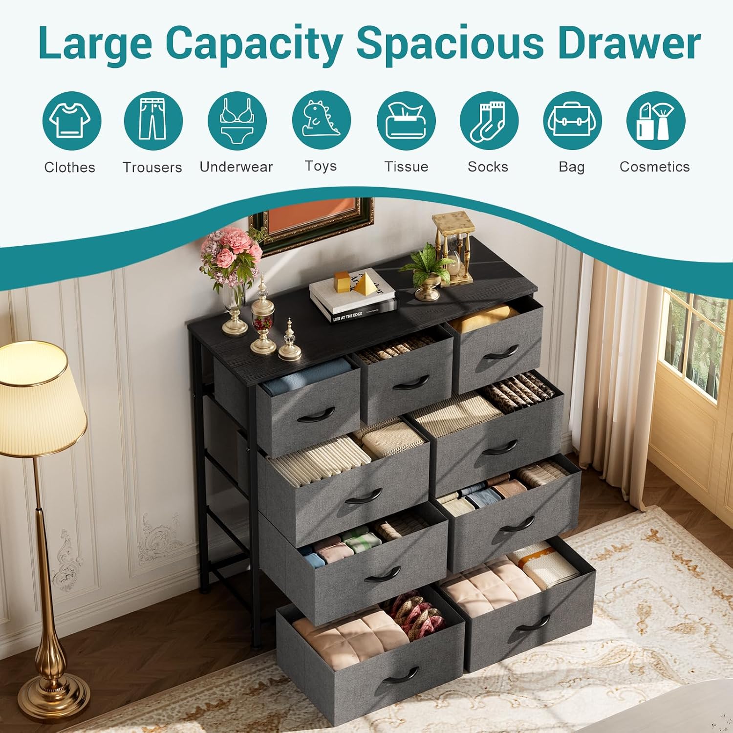 Detalle de OLIXIS Fabric Dresser with 9 Drawers