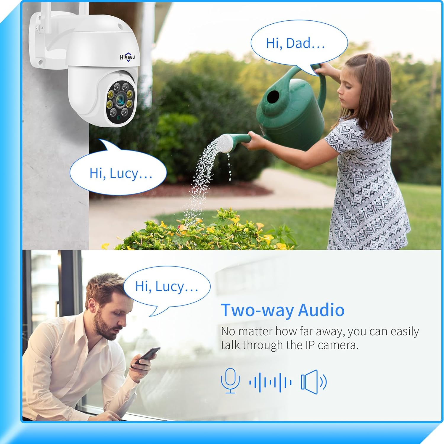 Detalle de Hiseeu 5MP 360° PTZ WiFi Esterno: sorveglianza avanzata con visione notturna a colori e rilevamento umano
