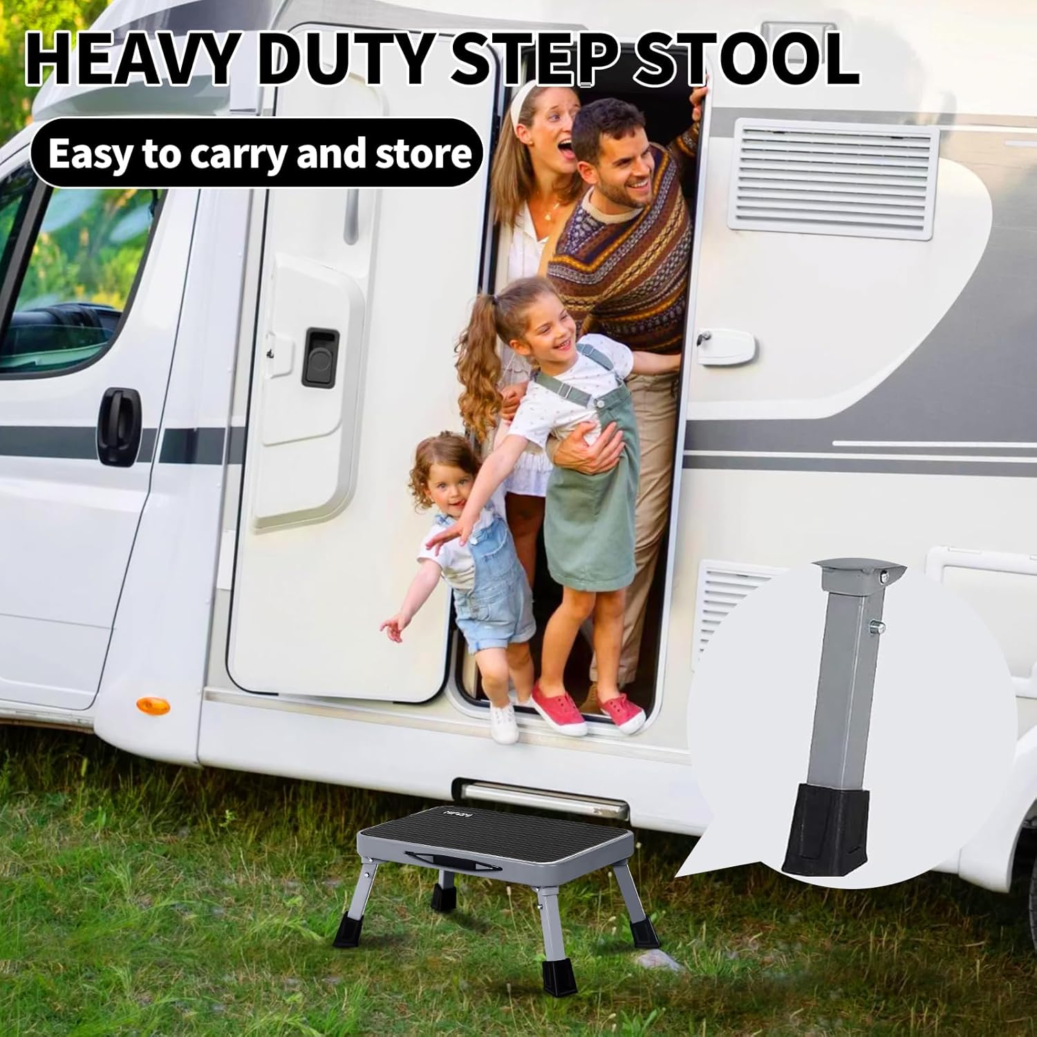 Thumbnail 6 de RV Step Stool Foldable 1-Step Ladder: Sturdy Metal, Non-Slip, Up to 500 lb