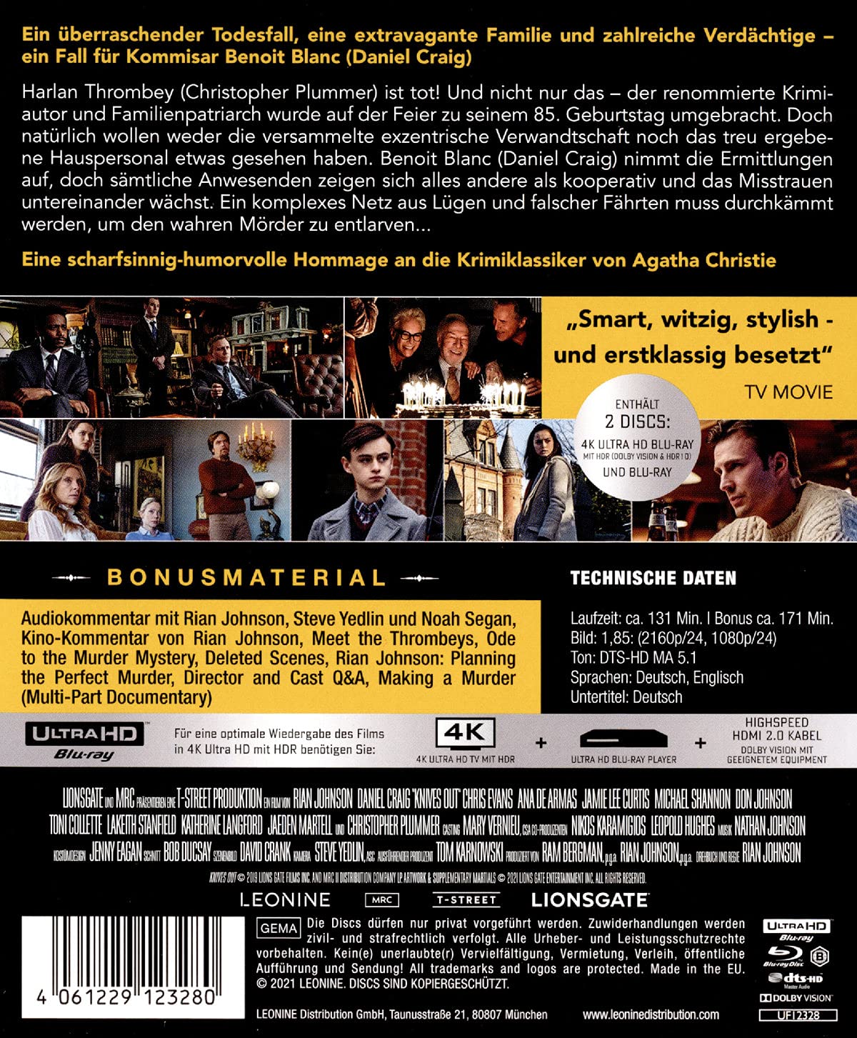 Thumbnail 1 de Knives Out – Mord ist Familiensache (4K Ultra HD) + Blu-ray Mediabook von LEONINE