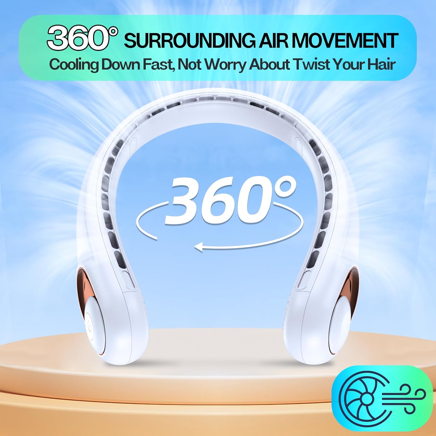 Thumbnail 4 de Neck Fan: Portable Bladeless Neck Fan with LED Display and 360° Airflow
