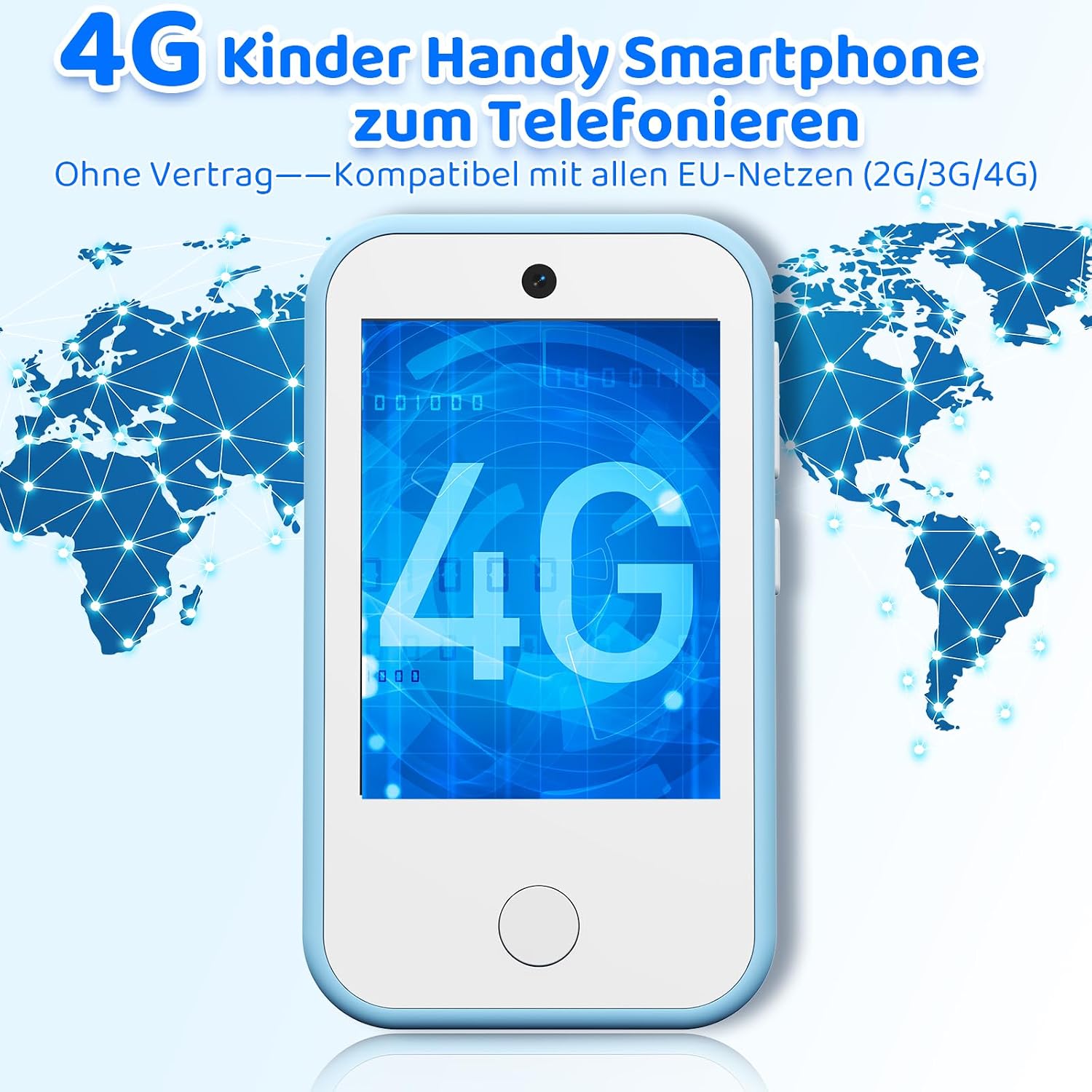 Detalle 2 de CHAKEYAKE Kinder Handy 4G Ohne Vertrag – Blau, Lernfunktionen, Dual Kamera, 3–9 Jahre