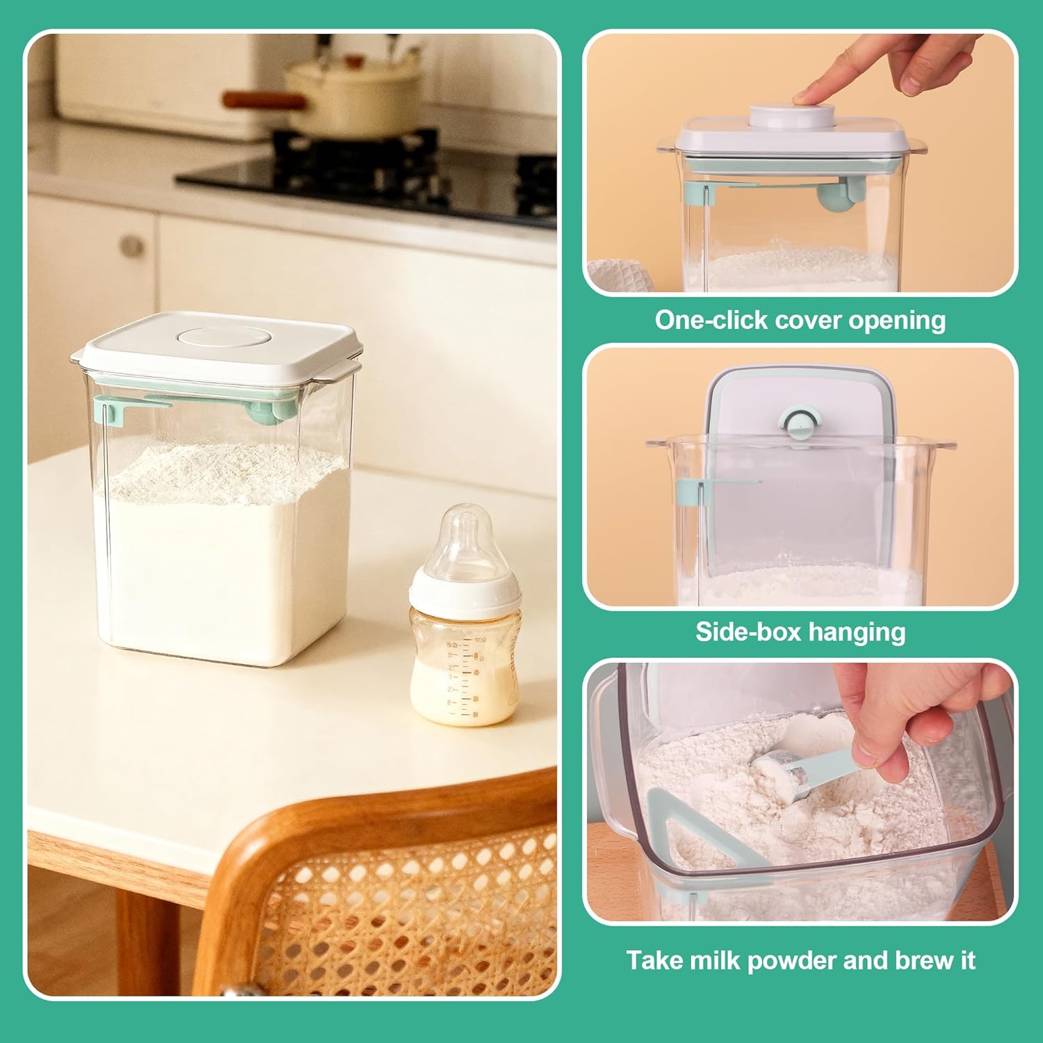 Thumbnail 2 de DUBUOZA Milchpulver Aufbewahrungsbox 2300 ml – integriertem Messlöffel, transparent
