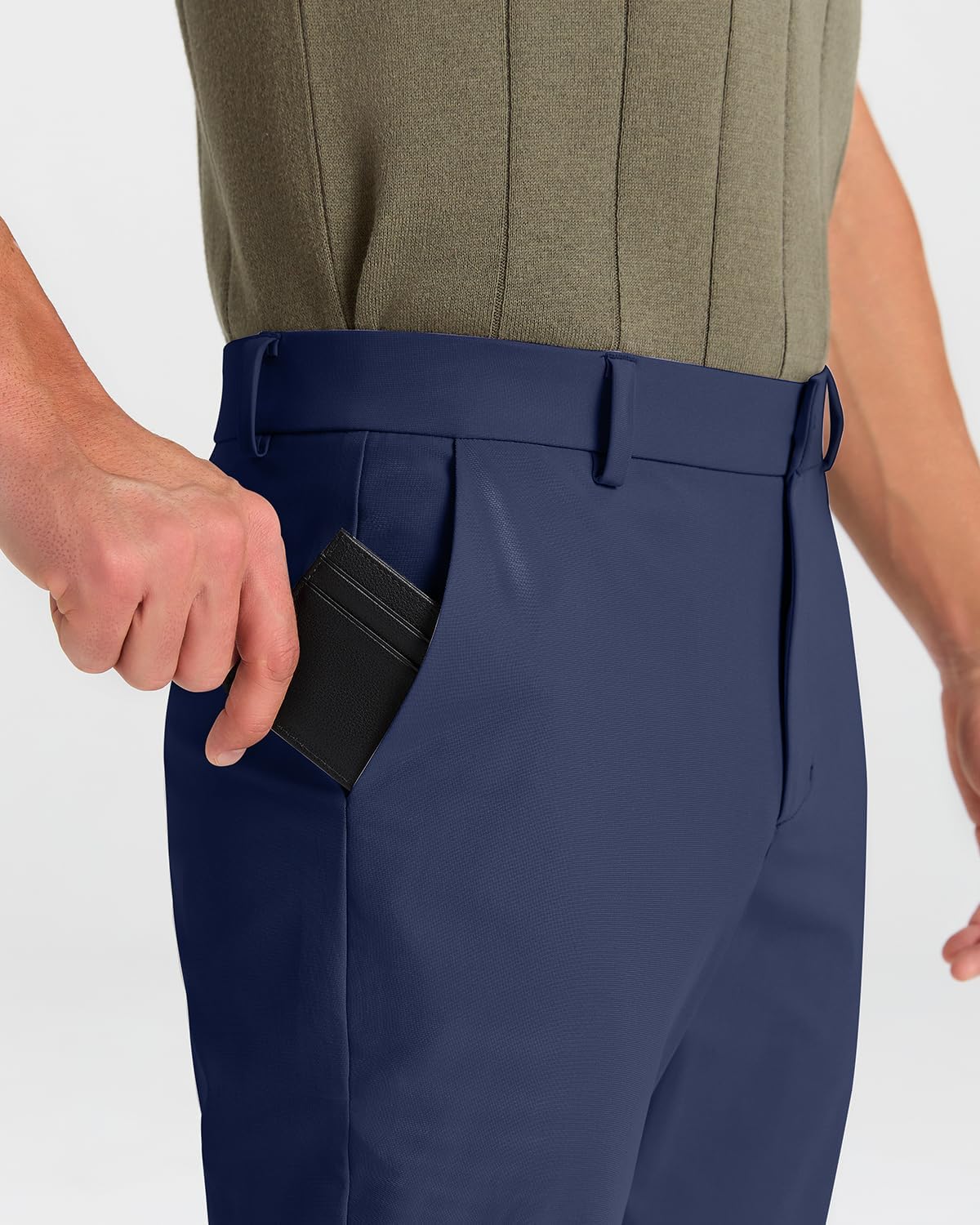Detalle de SNOWTEN Men's Classic Fit Golf Pants Stretch Dress Pants with Pockets