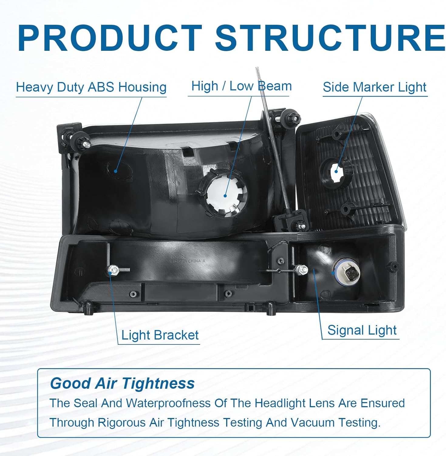 Thumbnail 3 de Fullux LED DRL Headlights for 1992-1996 Ford F-Series and Bronco (Clear Lens, Black Housing) Replacement Pair