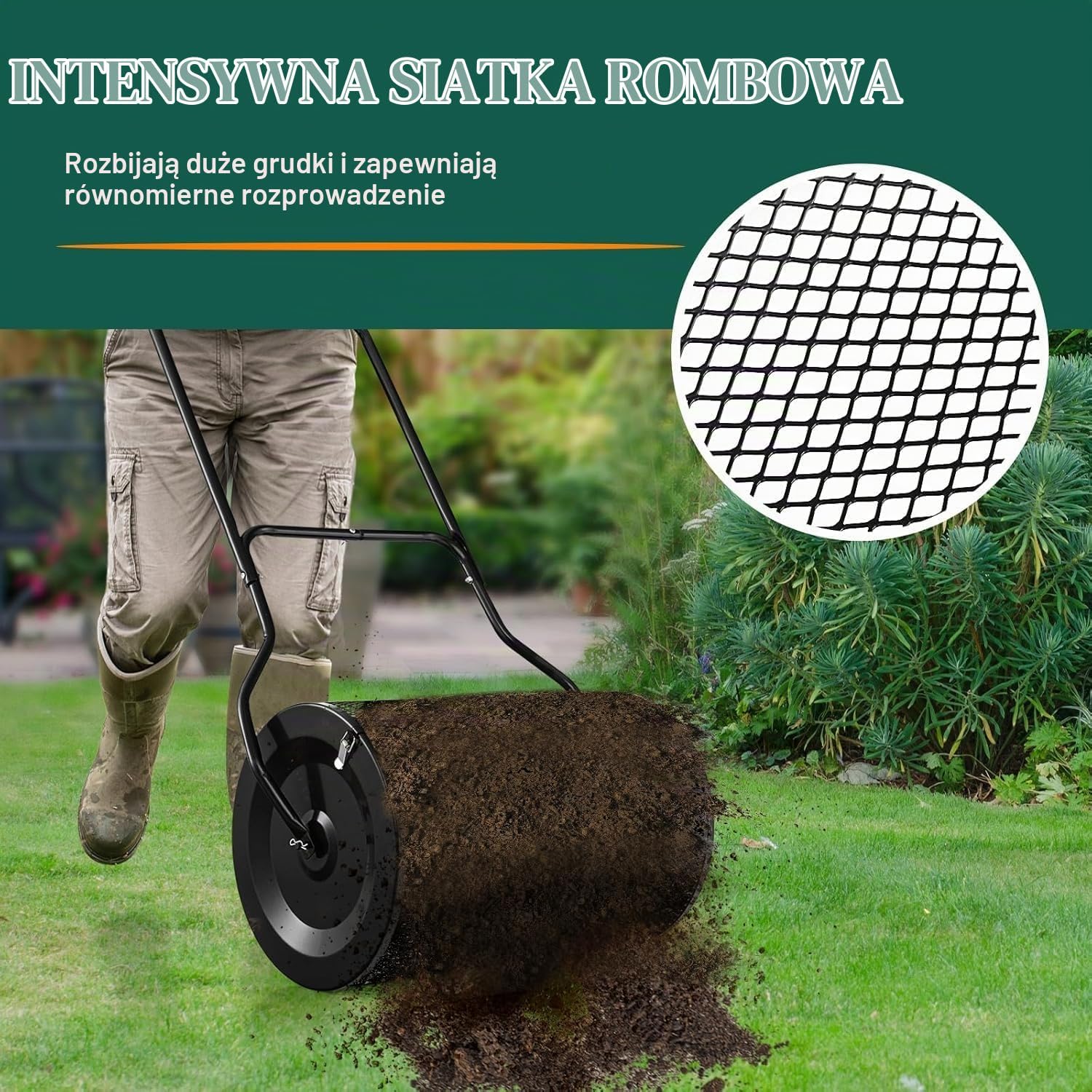 Detalle 2 de FANTASK 10040BKTA-VC – rozsiewacz kompostu 80 l z uchwytem U