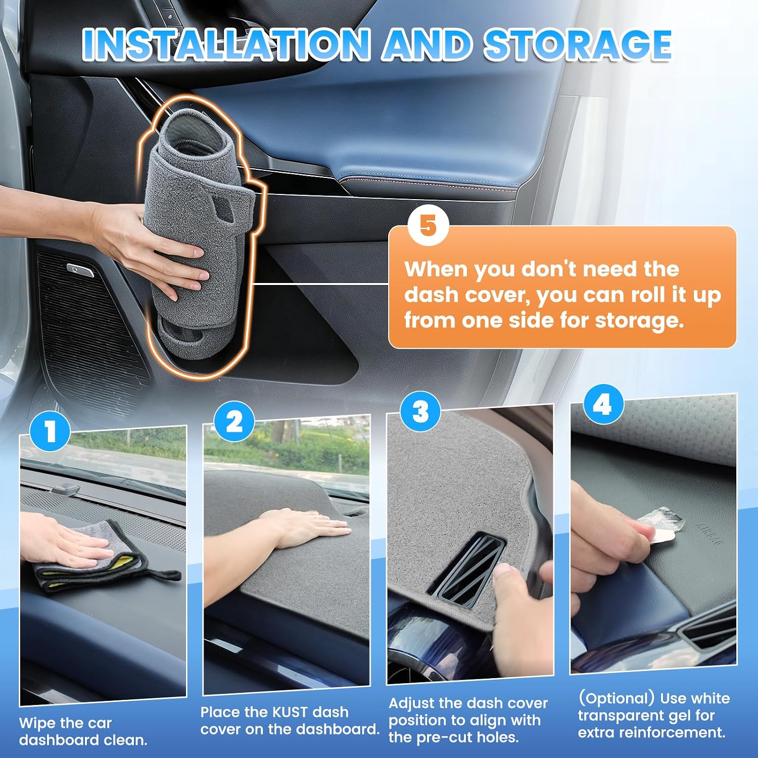 Thumbnail 6 de KUST Gray Dash Cover Mat for Toyota Camry 2007–2011 Dashboard (Non-Slip, UV Protection, Custom Fit)