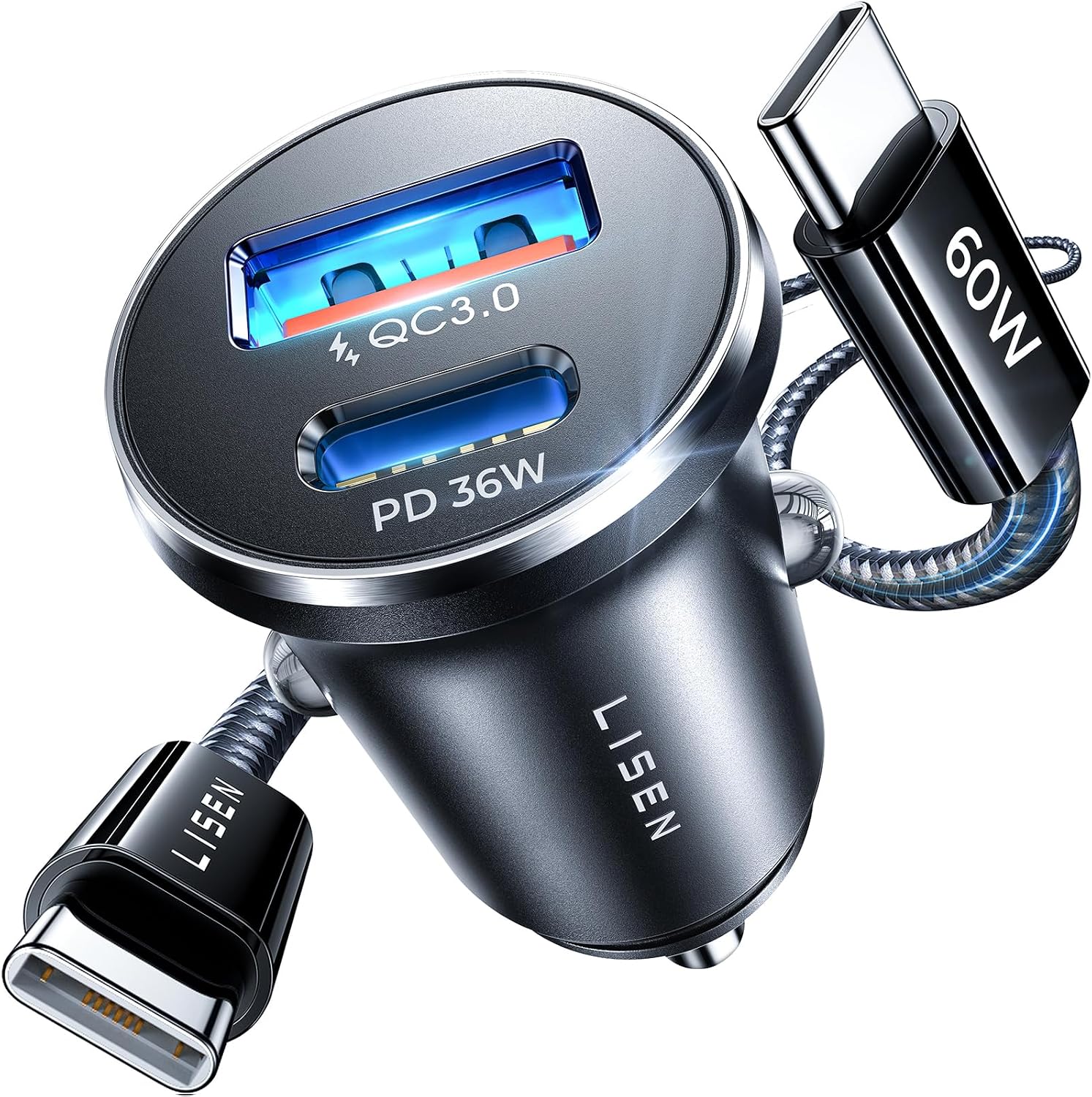 Detalle de LISEN Car Charger 54W USB‑C PD for iPhone 17