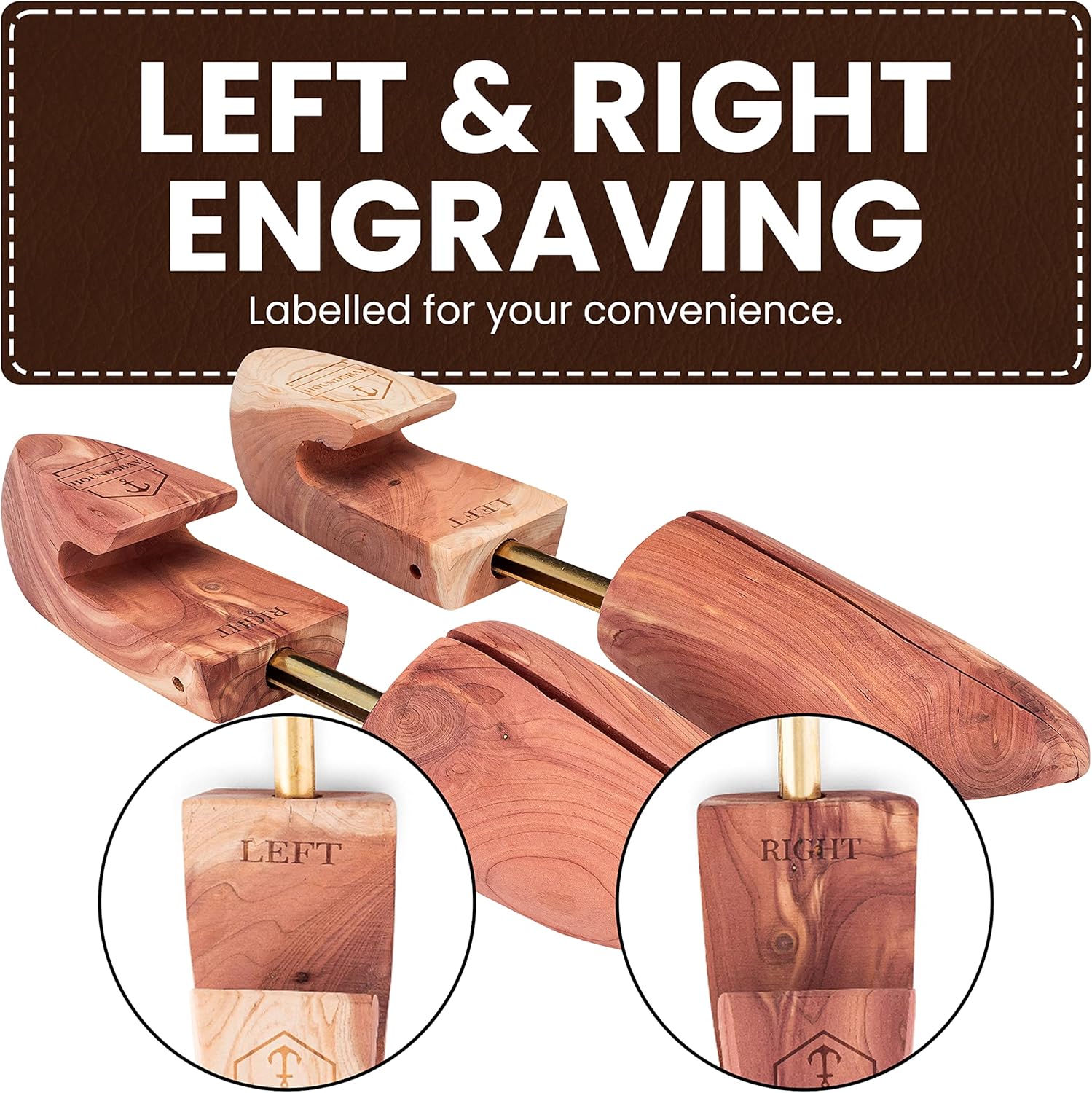 Detalle de HOUNDSBAY Cedar Shoe Tree (Widener & Shaper) for Men & Women