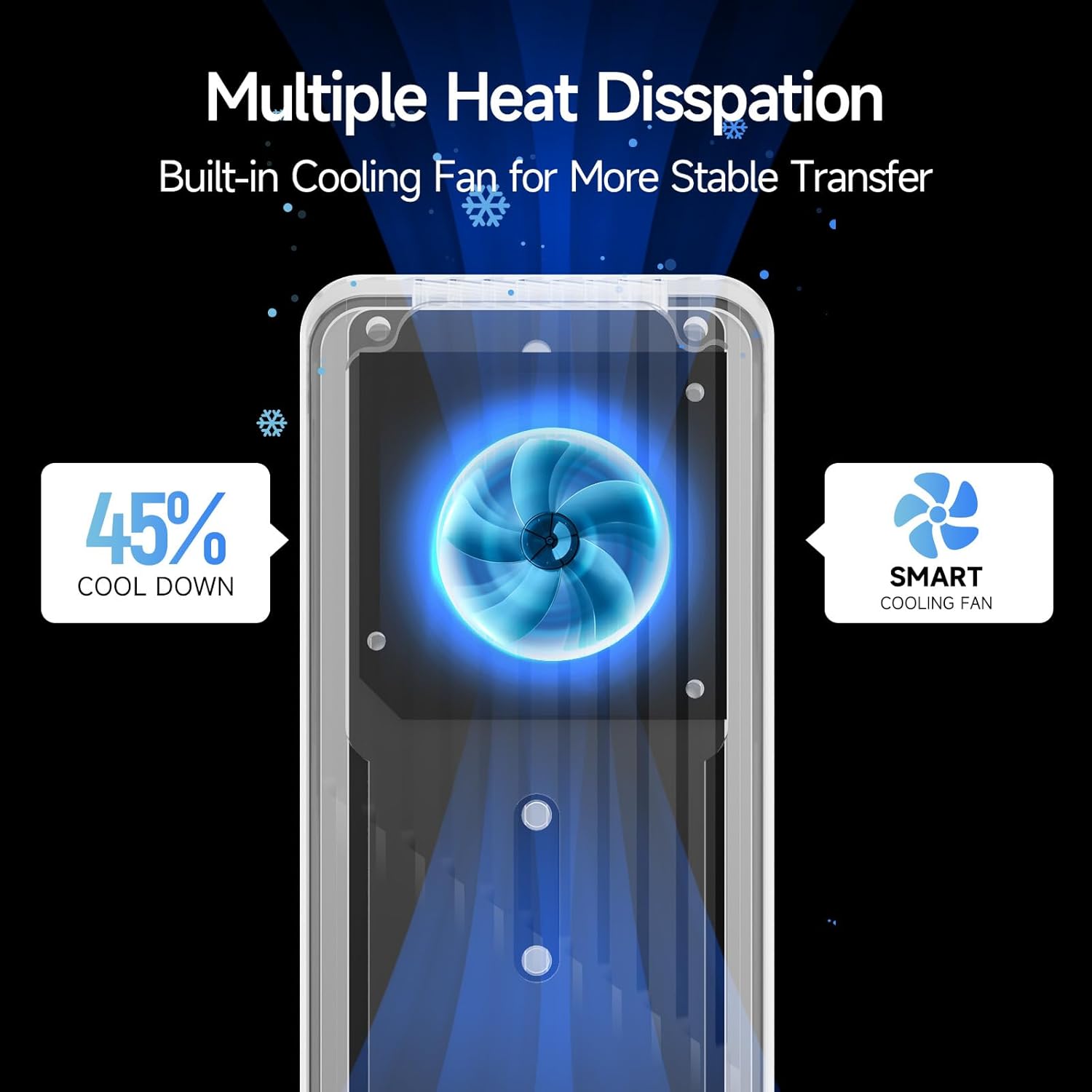 Detalle 2 de Fanxiang MD85 M.2 NVMe enclosure with built-in cooling fan, USB 3.2 Gen2 (up to 10Gbps)