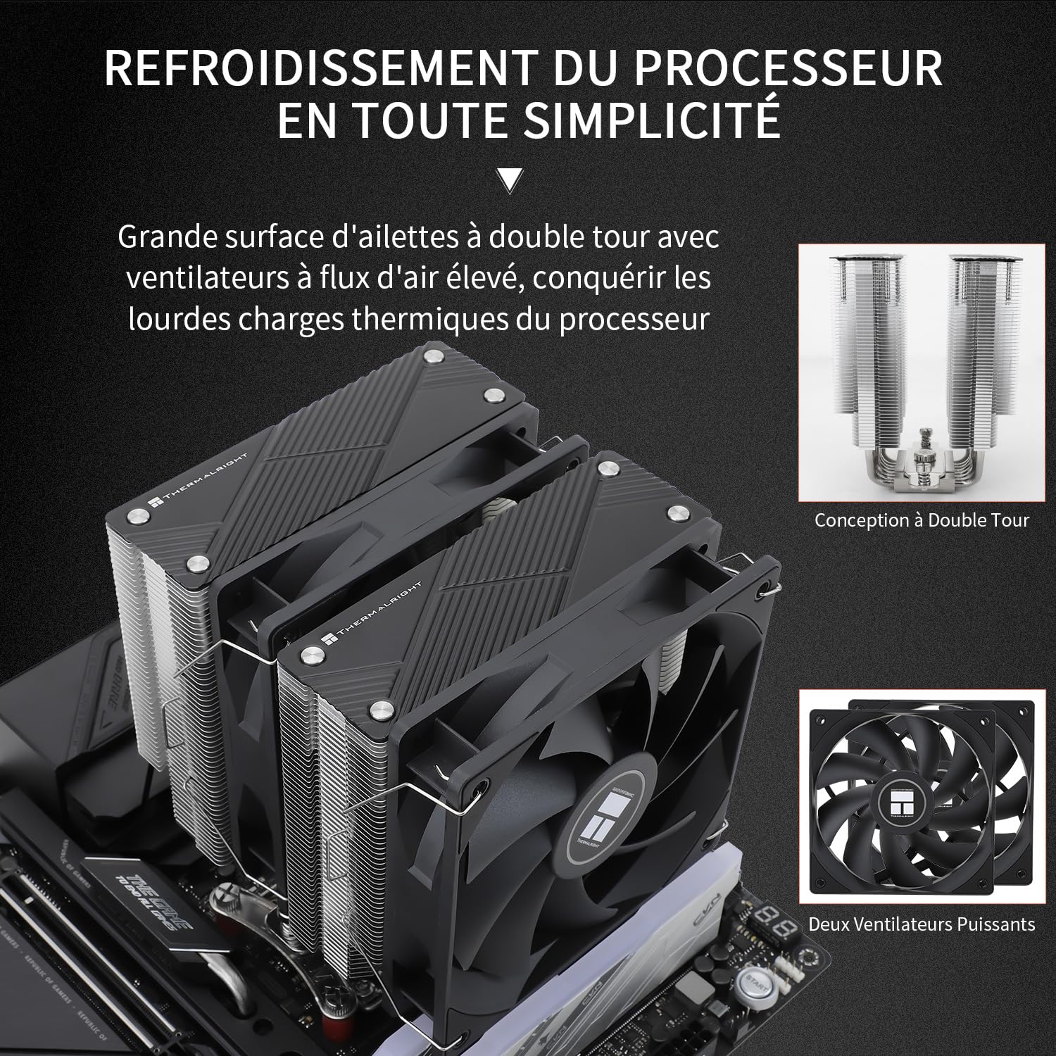 Detalle de Thermalright Phantom Spirit 120 — Refroidisseur d’air CPU 7 heatpipes, TL-C12B V2 PWM