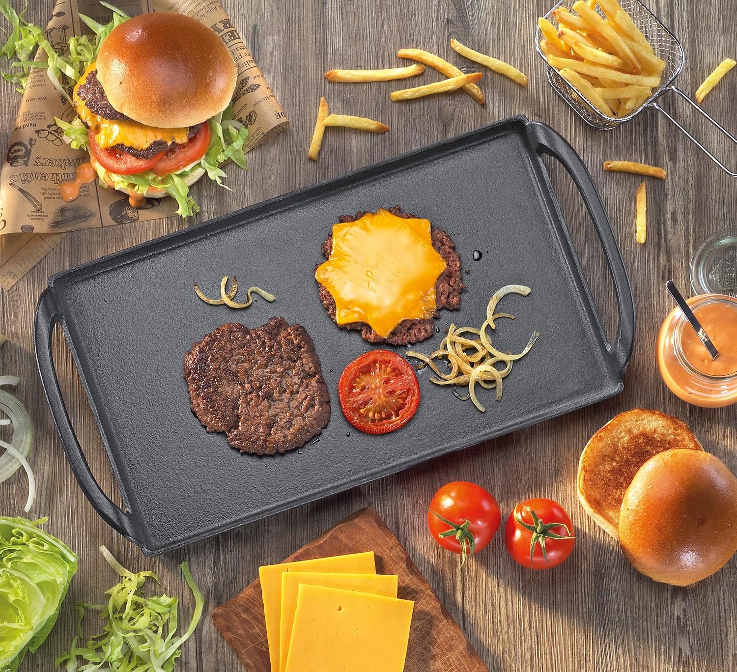Detalle de KÜCHENPROFI PROVENCE płyta grillowa Plancha 38 cm, żeliwna, emaliowana