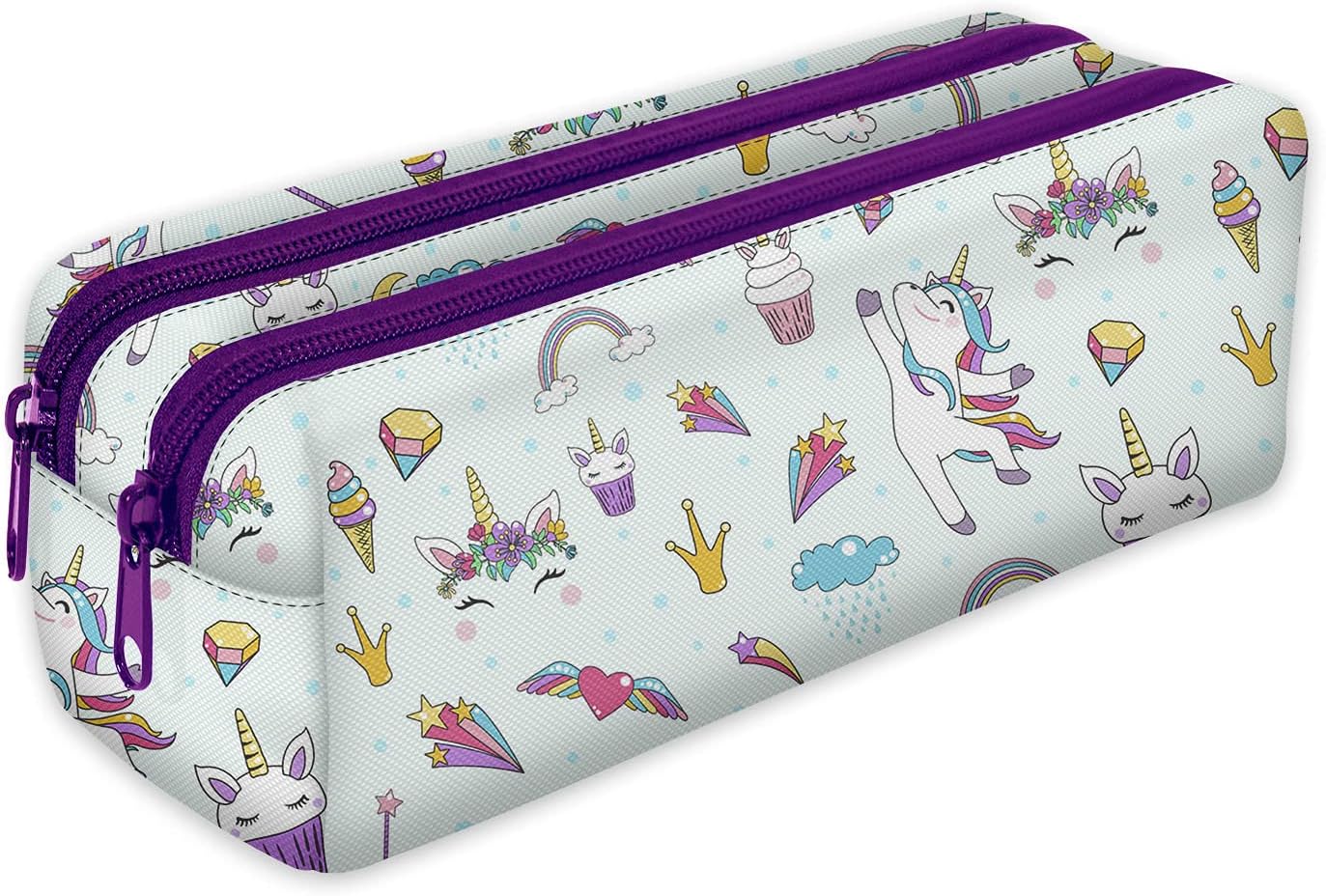 Detalle de Trousse scolaire à 2 compartiments avec zip Zigzag – Organisateur polyvalent 21 × 8 × 10 cm