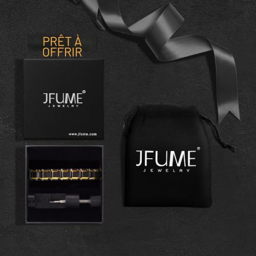 Thumbnail 6 de Bracelet Magnétique JFUME Plaqué Or 18K – Acier Inoxydable Noir PVD, Longueur 21,5 cm, Réglable