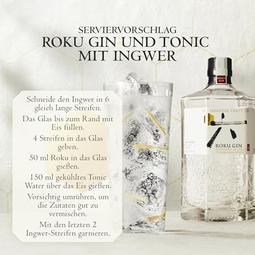 Detalle de ROKU GIN – 6 japanische Botanicals, fein destilliert in Japan, 43% vol, 700 ml