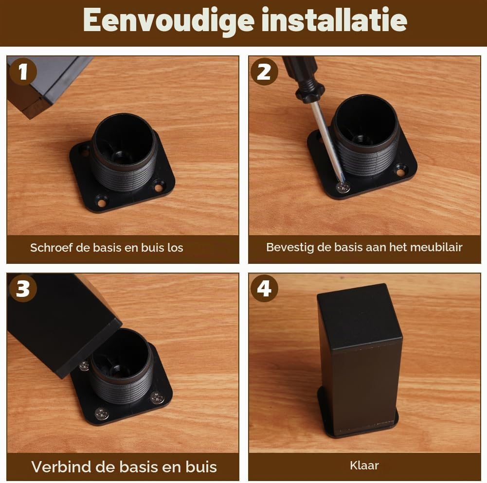 Thumbnail 6 de AUAUY M1-3802215 verstelbare meubelpoten, 10 cm, aluminium, 0-20 mm verstelbaar
