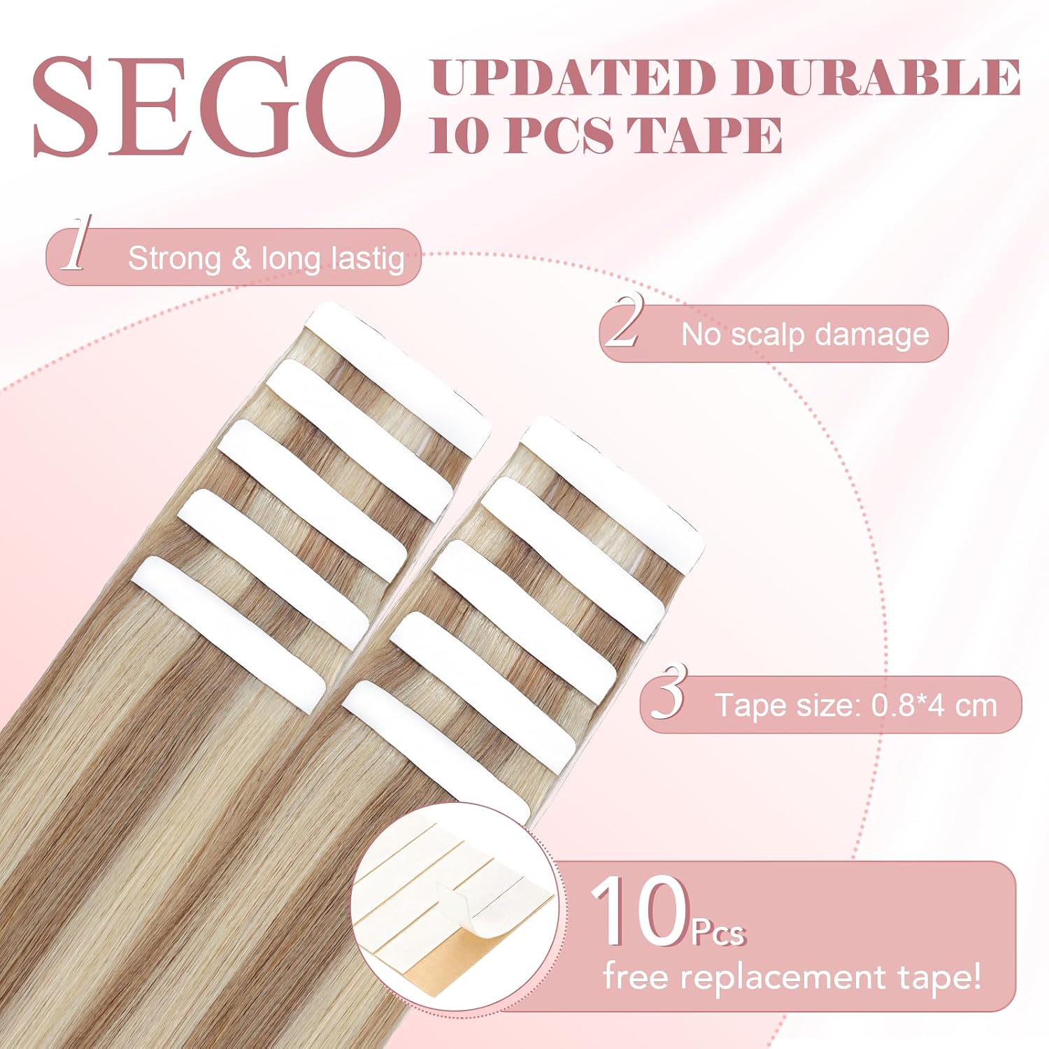 Thumbnail 2 de SEGO Extension Biadesive Capelli Veri 10 pz 1.5g 55 cm – Ciocca Remy Tape In Hair Extension