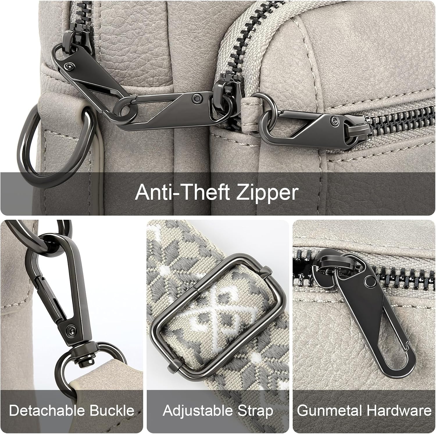 Thumbnail 3 de HILAEX Women's Cross Body Bag with Anti-Theft Function and 4 Zip Compartments