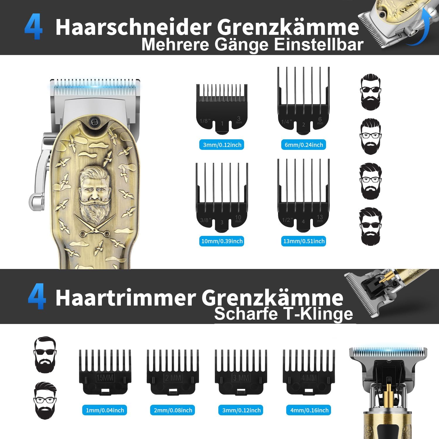Detalle 2 de HIENA PRO Profi Haarschneidemaschine 150 Min Laufzeit