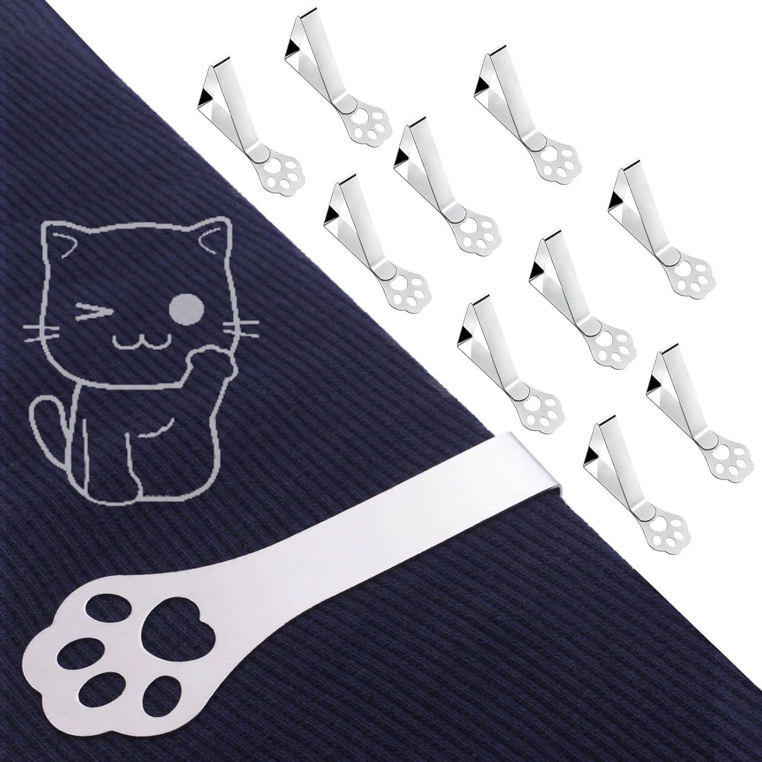 Detalle de CUNGLIN Tablecloth Clips 10 Pack: Claw-Shape, Heavy-Duty Stainless Steel for Outdoor Tables