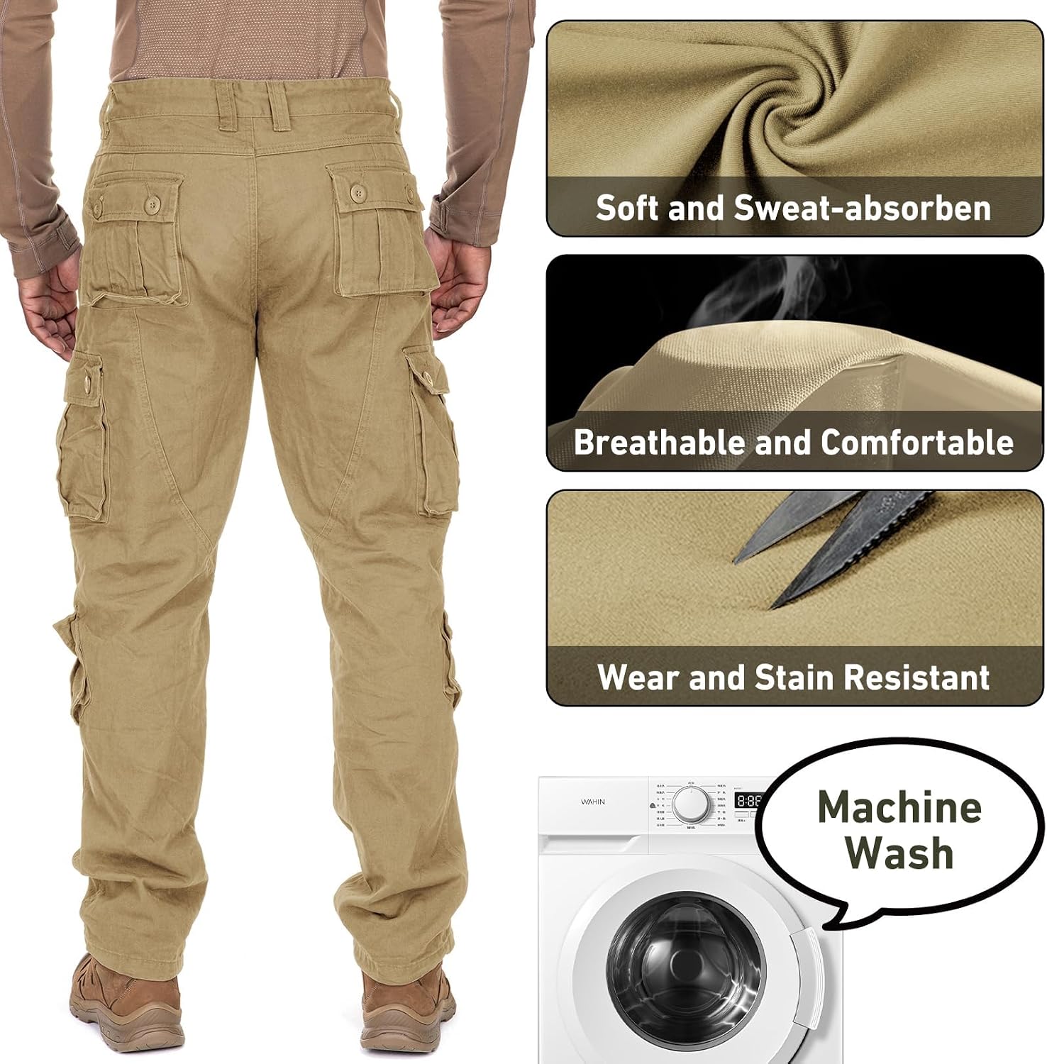 Thumbnail 6 de Jessie Kidden Men's Combat Camo Cargo Trousers Camouflage Army Military Tactical Work Pants #7533