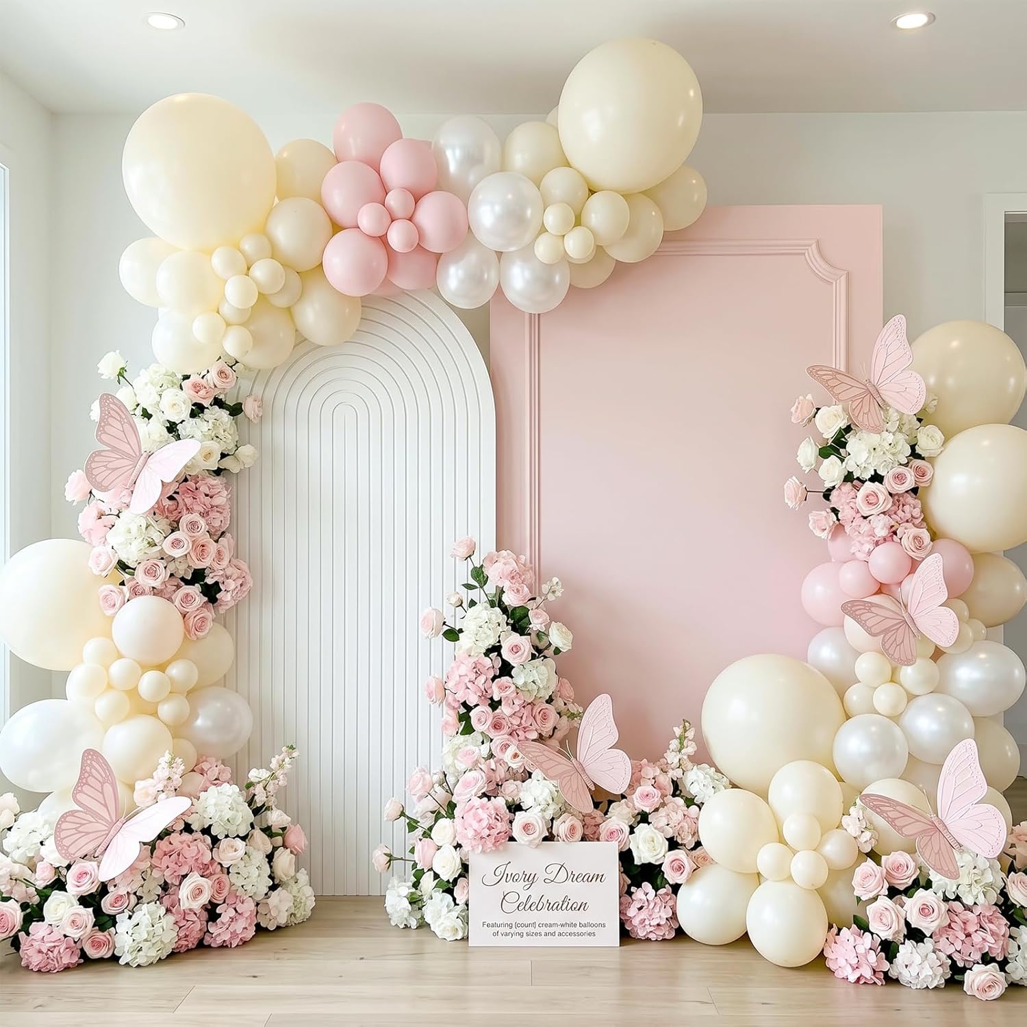 Detalle 2 de RUBFAC 135pcs Ivory White Balloons Set for Beautiful Arch and Garland Creations