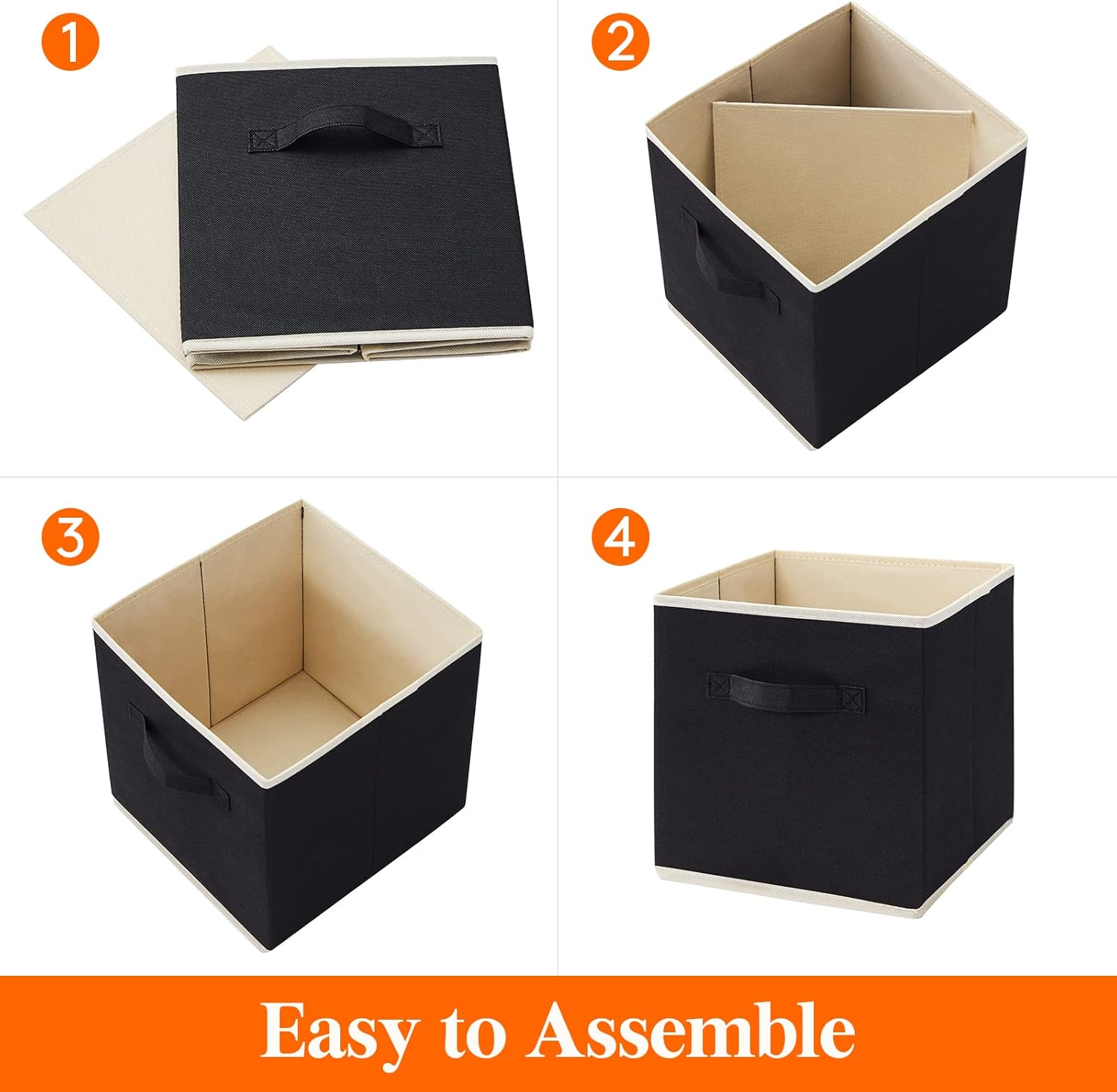 Detalle 2 de Lifewit Set of 6 Foldable Storage Cubes, 33 x 33 x 33 cm, Black