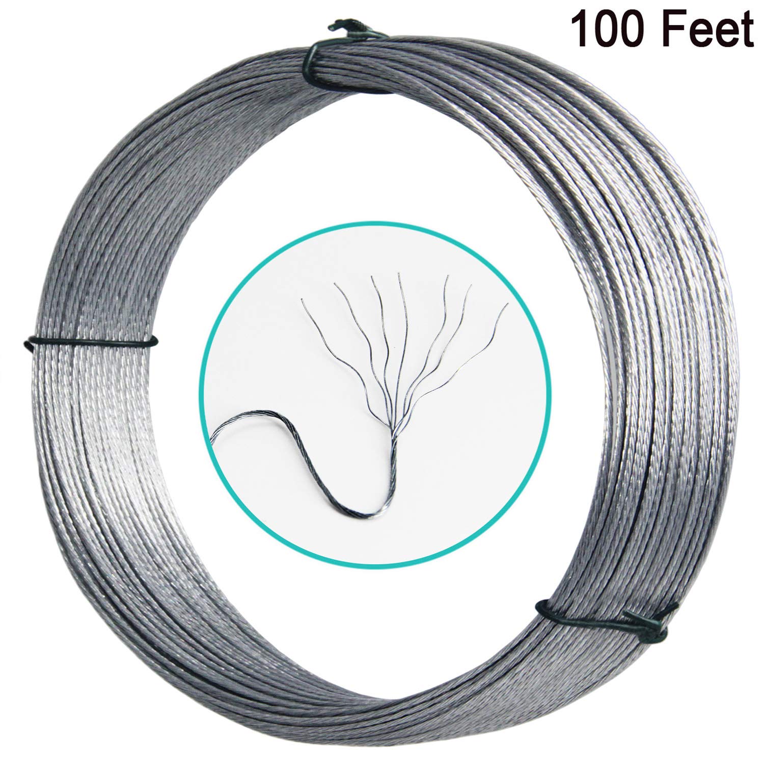 Detalle de Cerpourt 22725 Picture Hanging Wire, 100 ft Braided Steel, 30 lb Capacity