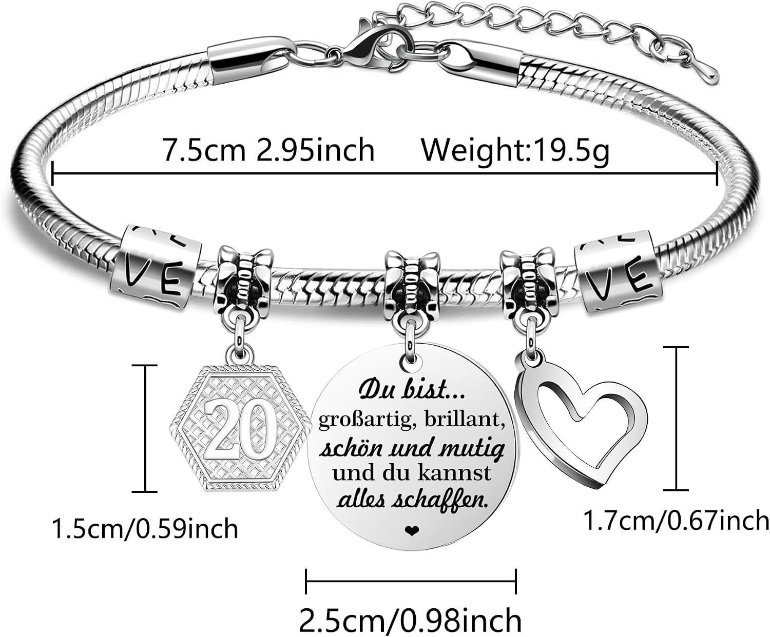 Detalle 2 de HEYEJET Armband Geburtstag 20