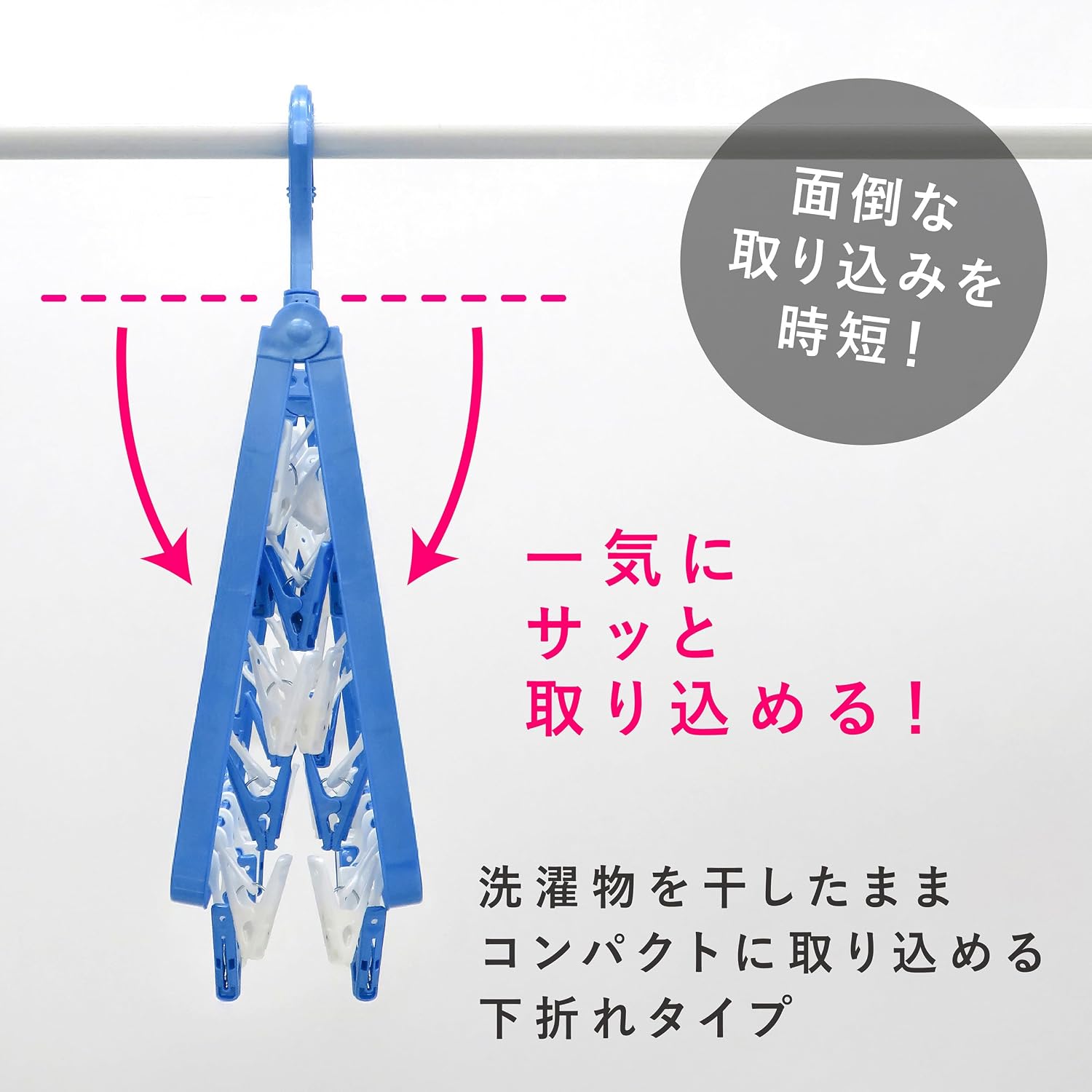 Detalle 2 de 東和産業 20361 スマート角ハンガー 40ピンチ 折りたたみ式・ブルー