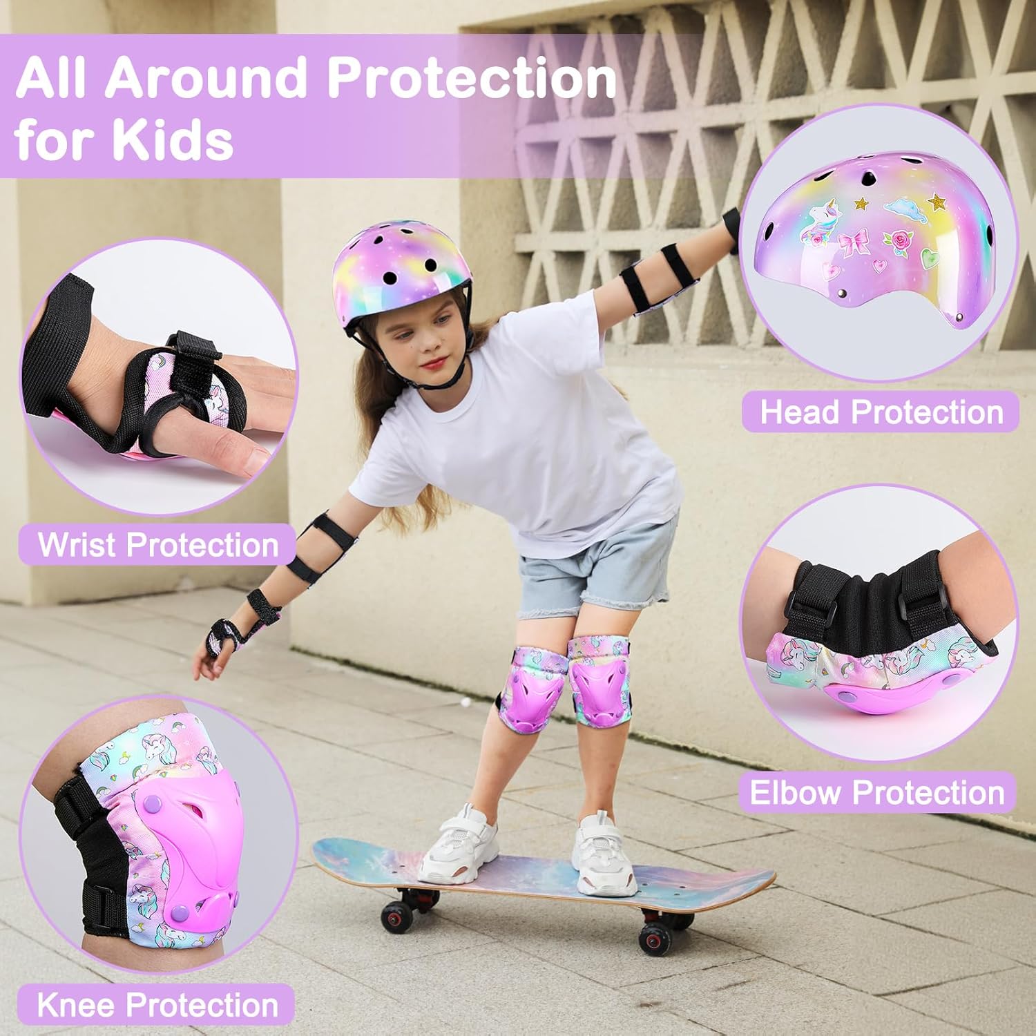 Detalle 2 de MHJY Casco Infantil de Bicicleta con Pegatinas Unicornio 🦄