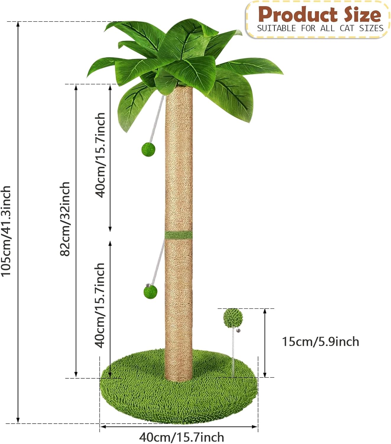Detalle 2 de HOMYHANDS Cat Scratching Post 82 cm tall 🐱