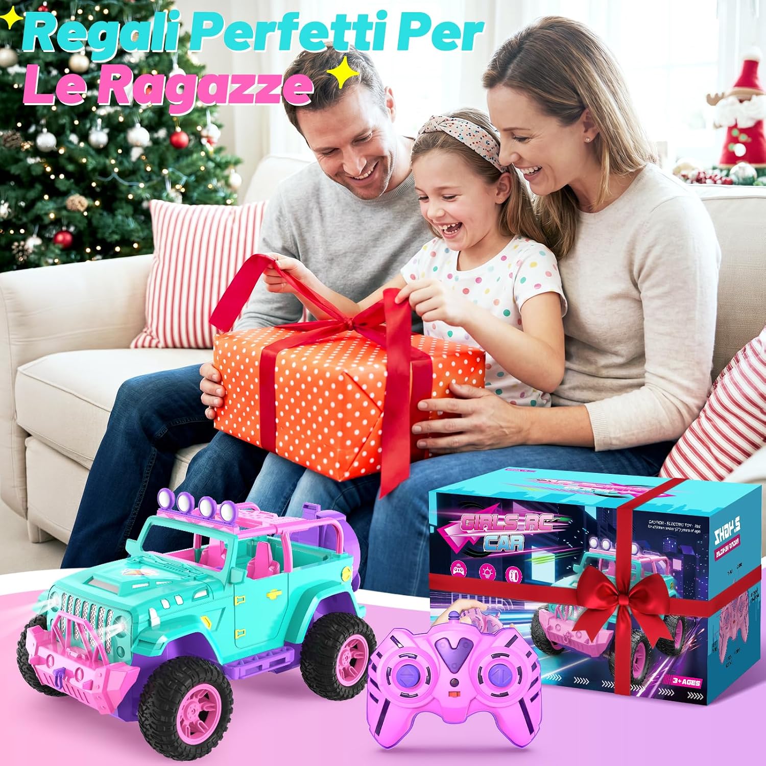 Thumbnail 6 de HappyGoLucky Macchina Telecomandata per Bambine con Bambola e Pegatinas – SUV 4x4 con Controllo Multidirezionale
