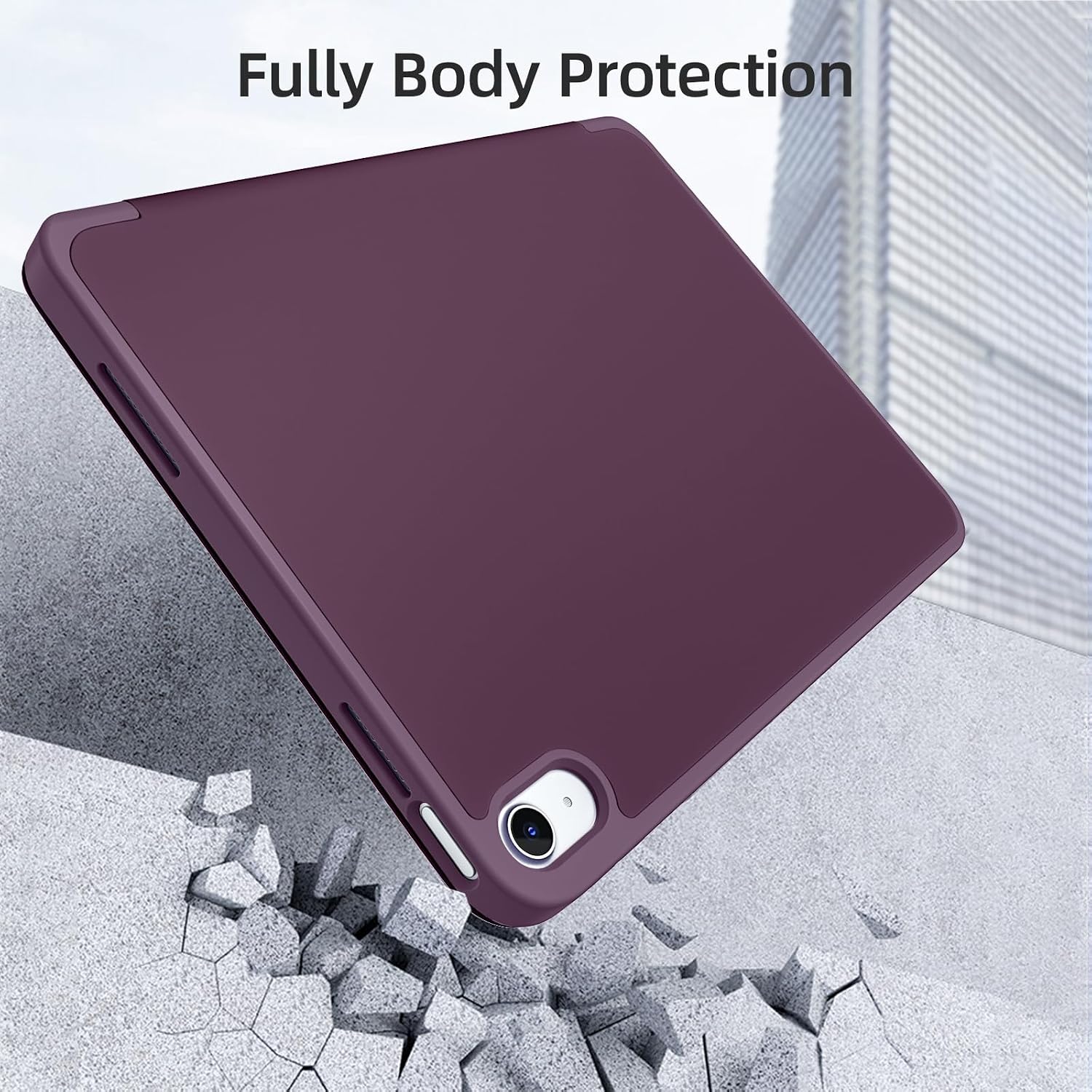 Thumbnail 6 de Vobafe Case for iPad (A16) 11th/10th Generation – Flexible TPU Back, Trifold Stand, Pencil Holder, Auto Wake/Sleep (Blackberry Purple)