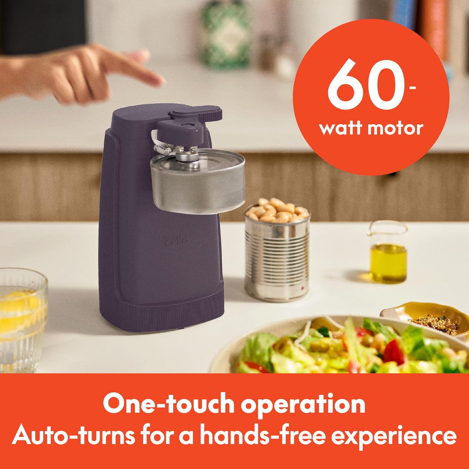 Detalle de bella Electric Can Opener and Knife Sharpener (Plum) with Removable Cutting Lever