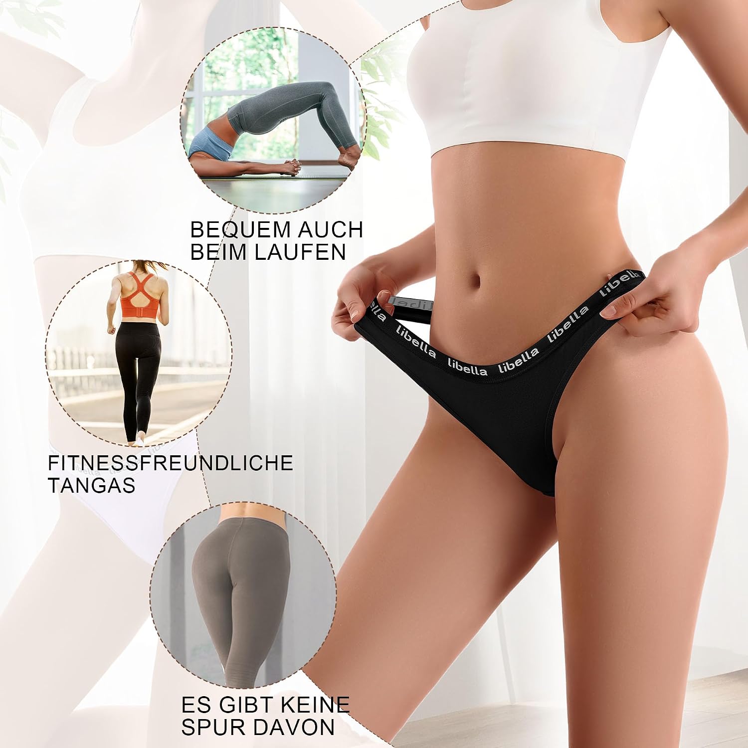 Detalle de Uizuooy 10er Pack String Tanga Damen Baumwolle – Bequeme, atmungsaktive Unterwäsche