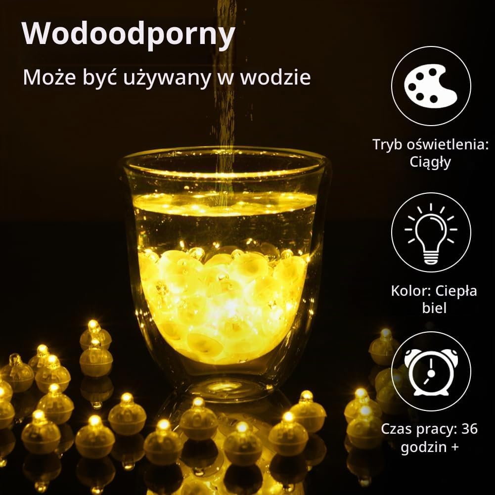 Detalle 2 de AUAUY 4789441 – 120 ciepłobiałych mini lampek LED do balonów