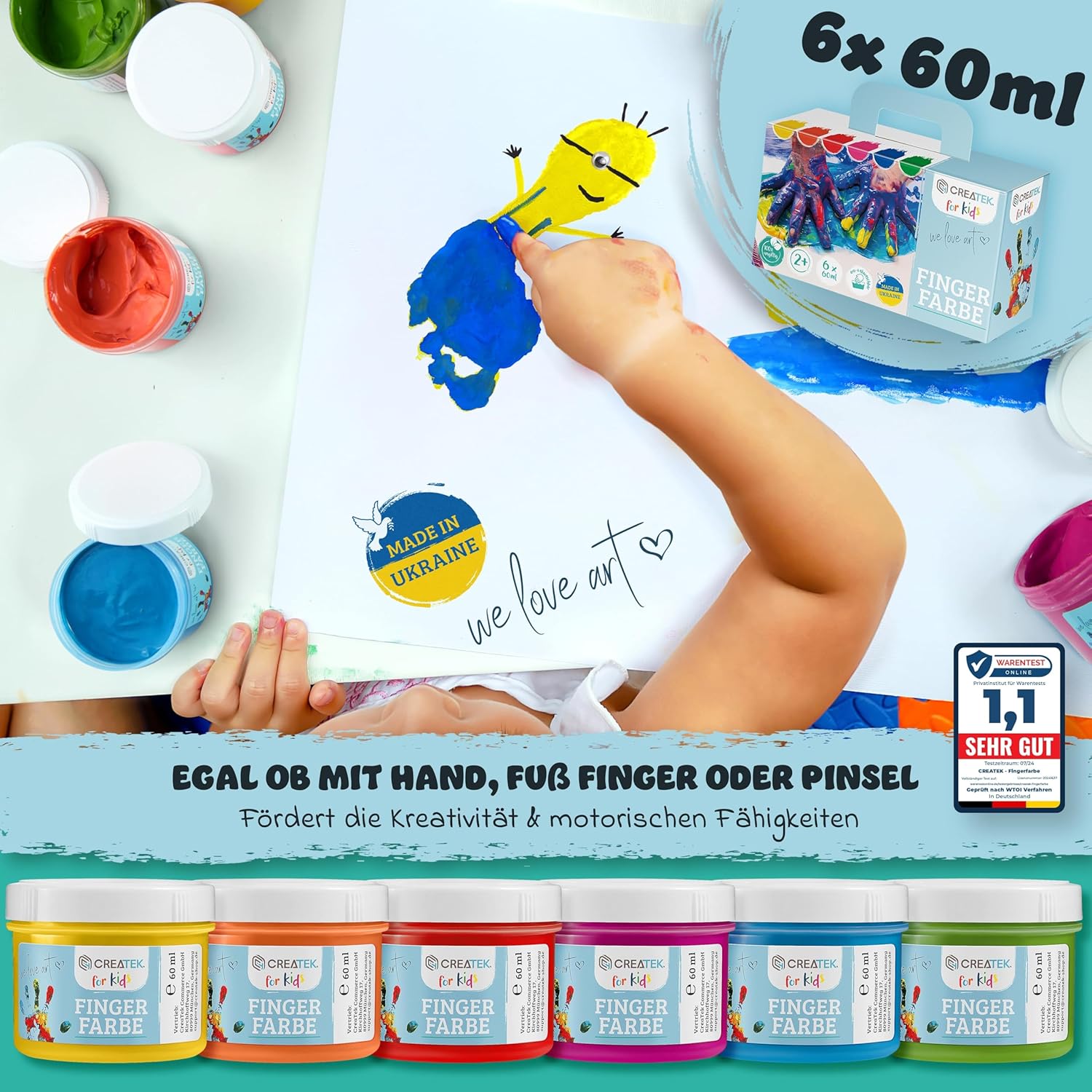 Thumbnail 4 de CreaTek Fingerfarben Kinder 6×60ml 🎨