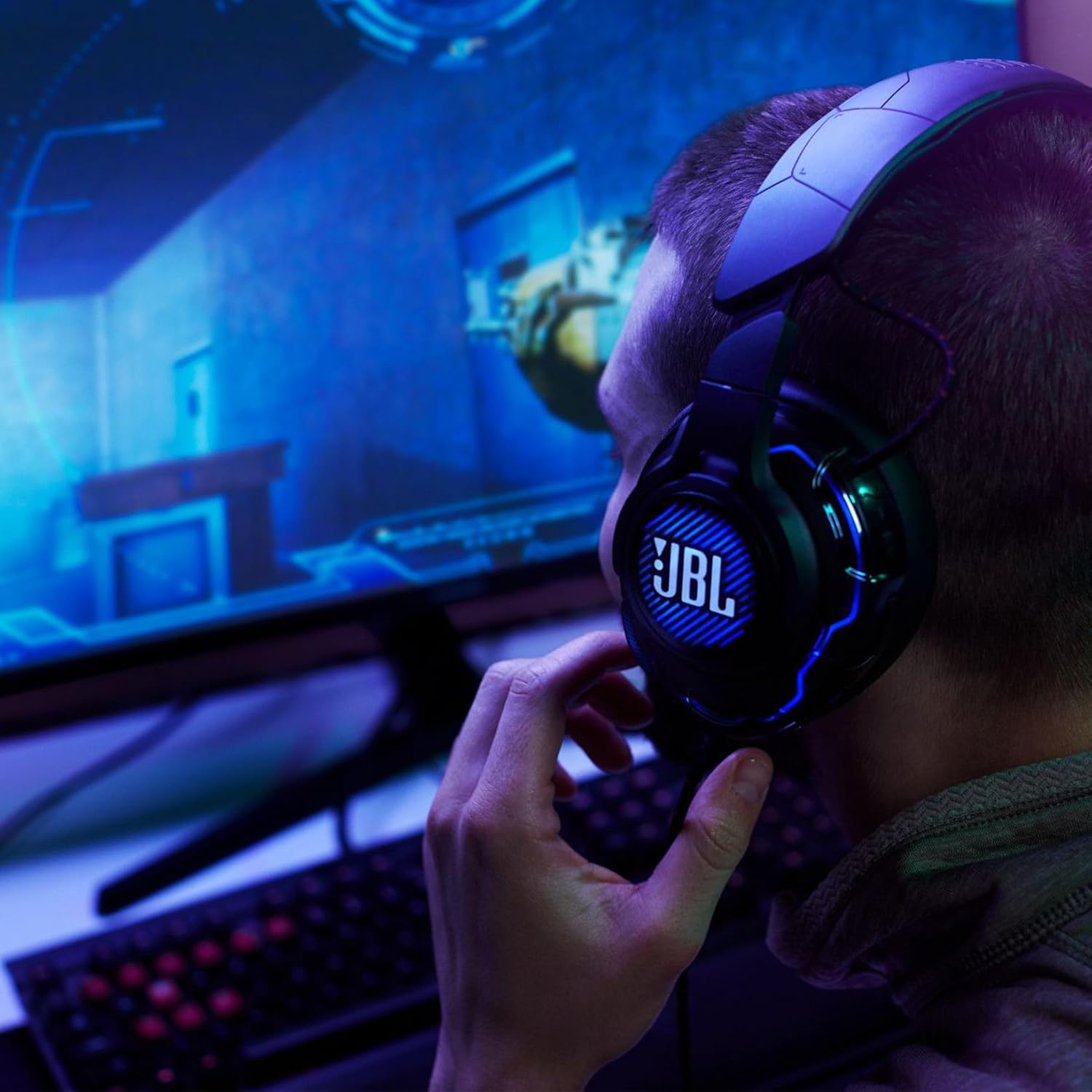 Thumbnail 6 de JBL Quantum ONE Gaming-Headset (Over-Ear, kabelgebunden) mit QuantumSphere 360, ANC und abnehmbarem Boom-Mikrofon – Schwarz