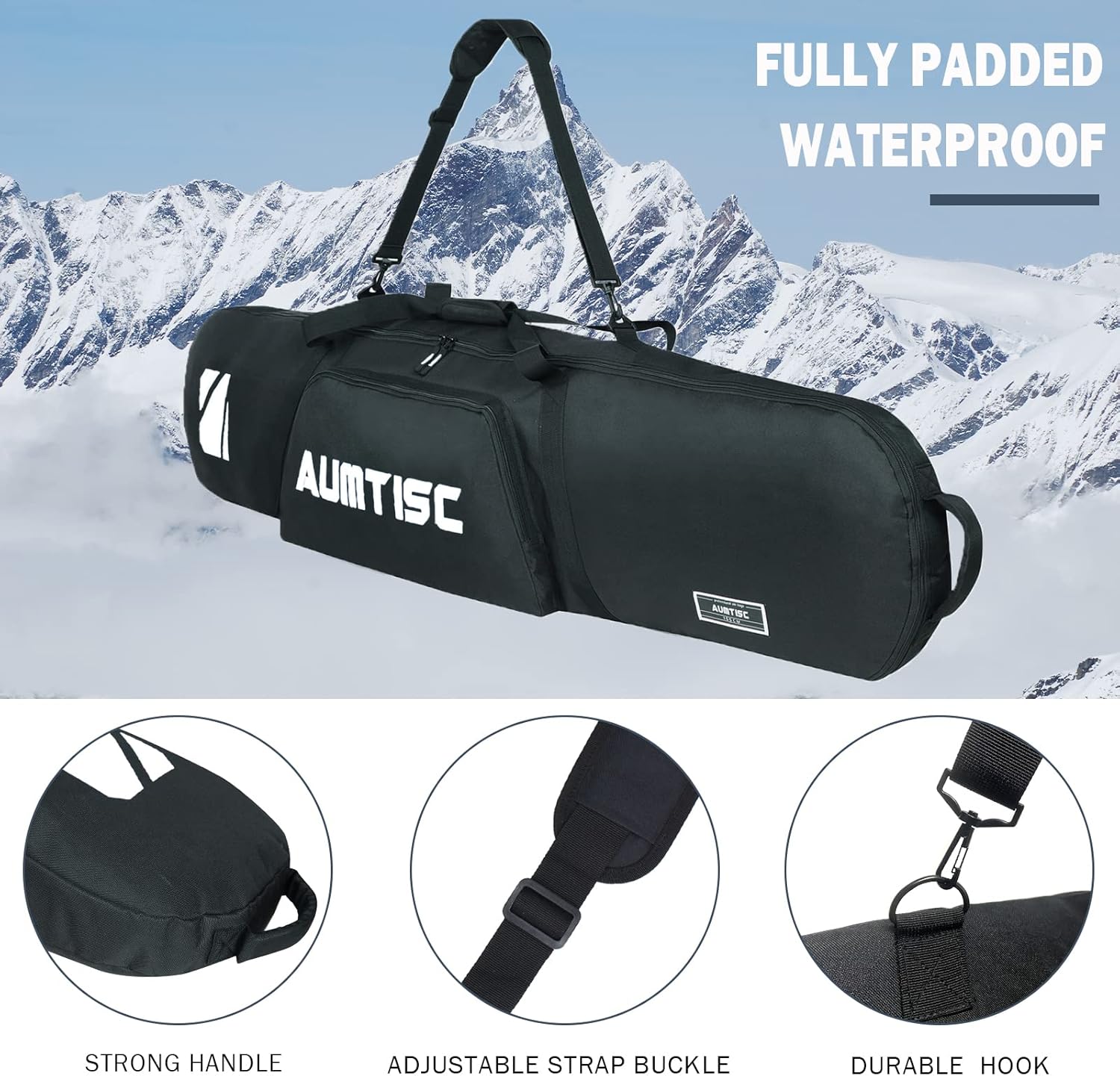 Detalle de AUMTISC Borsa da Snowboard imbottita: protezione praticità per viaggiare e trasportare l’equipaggiamento