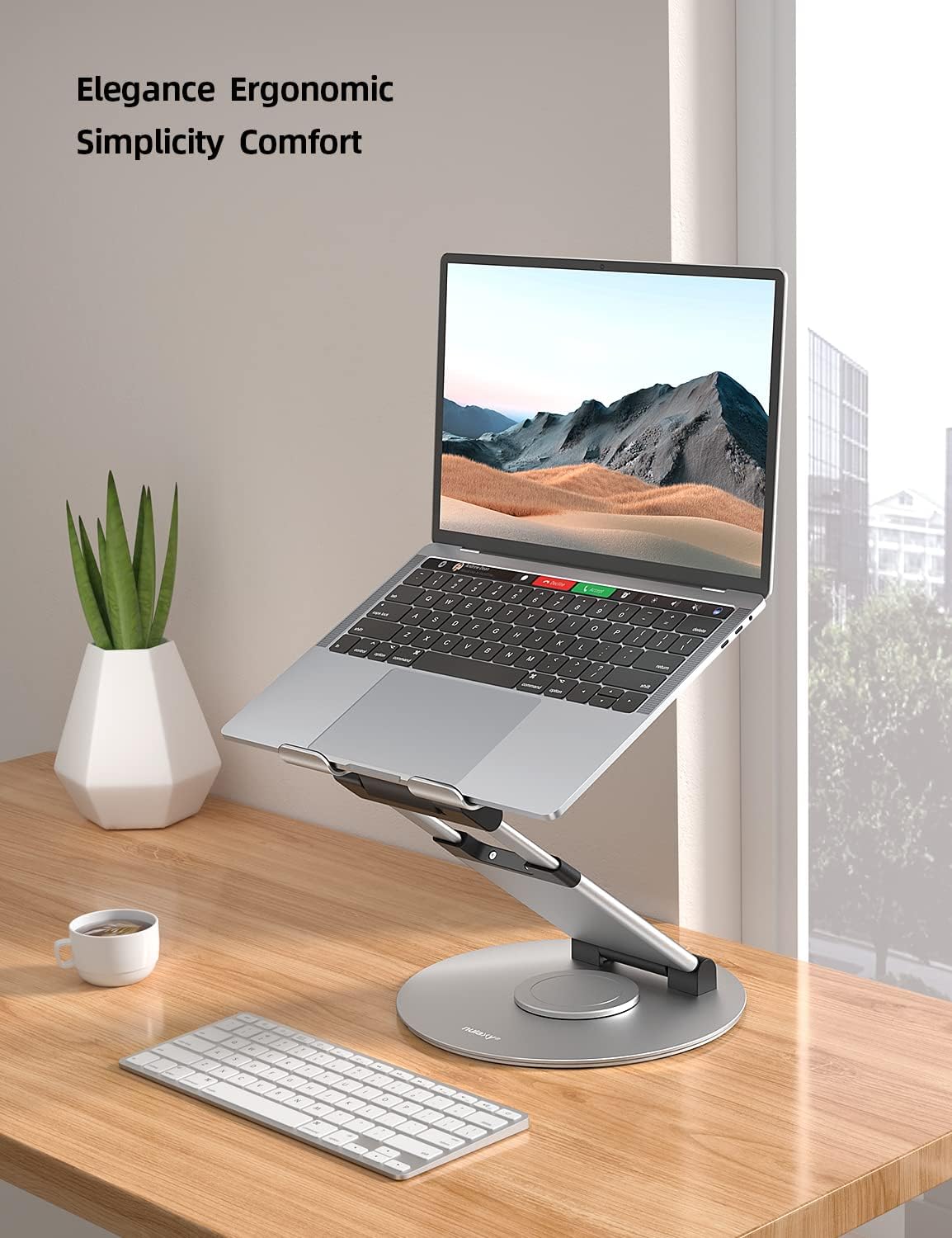 Thumbnail 6 de Nulaxy Telescopic 360 Rotating Laptop Stand (Adjustable Height & Swivel) for 10–17" Laptops, Silver