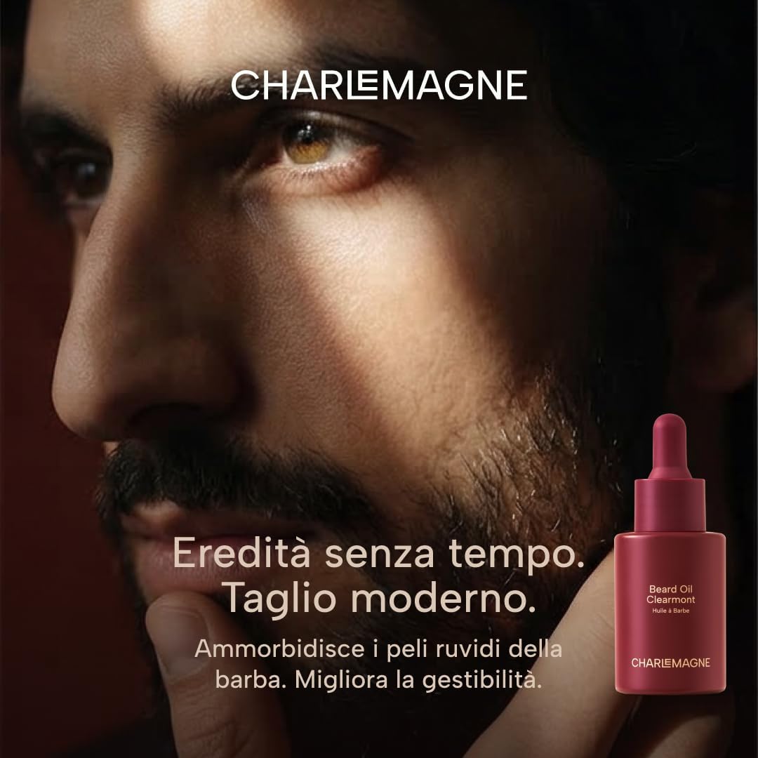 Detalle 2 de Charlemagne Olio Barba per Uomo – 30 ml, Clearmont | Profumo Minimalista, Olio Barba Premium