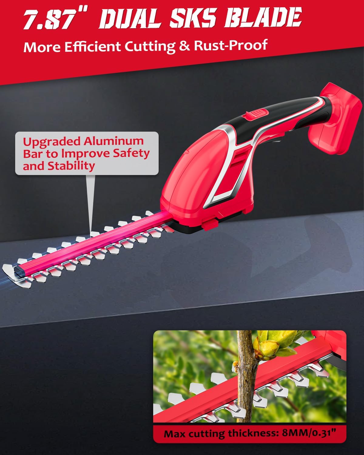 Thumbnail 2 de Rozlchar Cordless Hedge Trimmer and Grass Shears, 7.87-inch