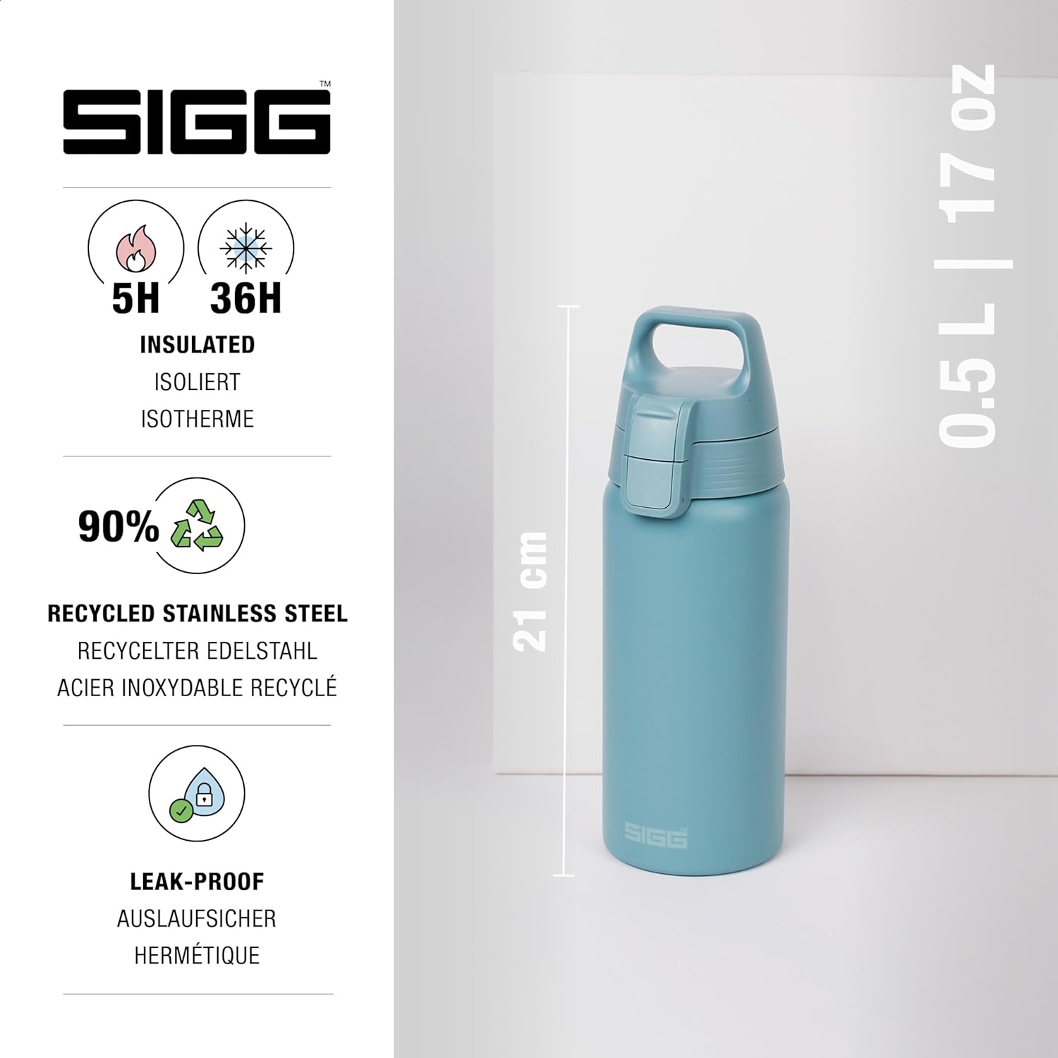 Thumbnail 1 de Sigg Shield Therm One Isolierte Trinkflasche – 0,5–1,0 L, auslaufsicher, spülmaschinenfest