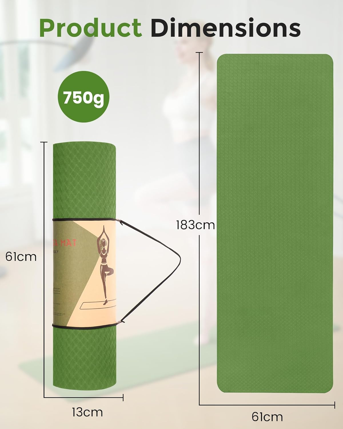 Thumbnail 1 de Oak & Tea Tappetino da yoga 183 x 61 cm