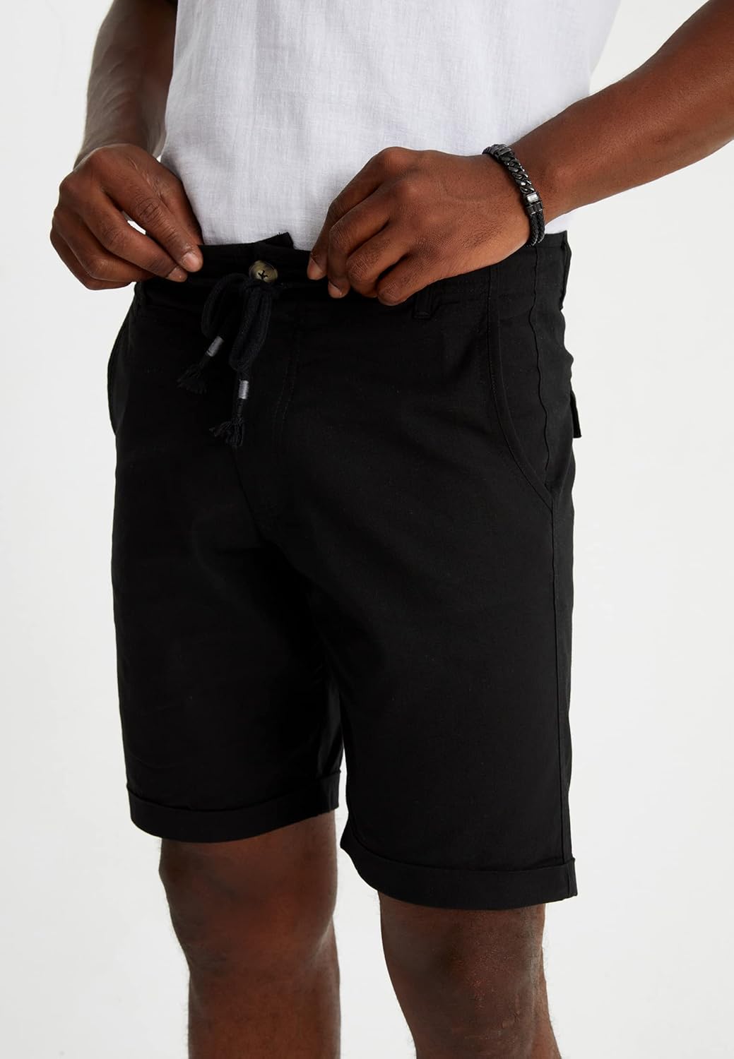 Detalle de Leif Nelson Bermuda en lin pour homme – Short d’été élégant et polyvalent