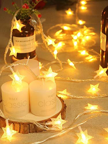 Detalle de Adispotg Luces de Hadas Estrella 20ft con 40 LEDs, batería, 2 modos