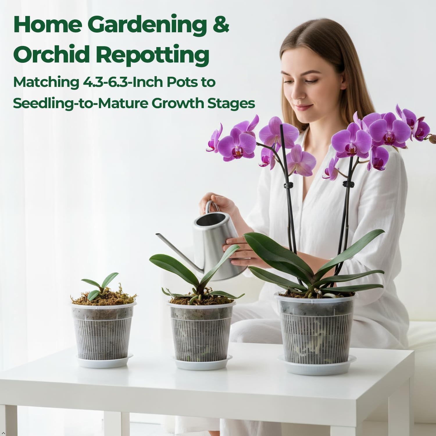 Thumbnail 6 de T4U Orchid Pot 9-Pack Clear Orchid Pots with Holes & Matching Saucers (11/14/16cm)