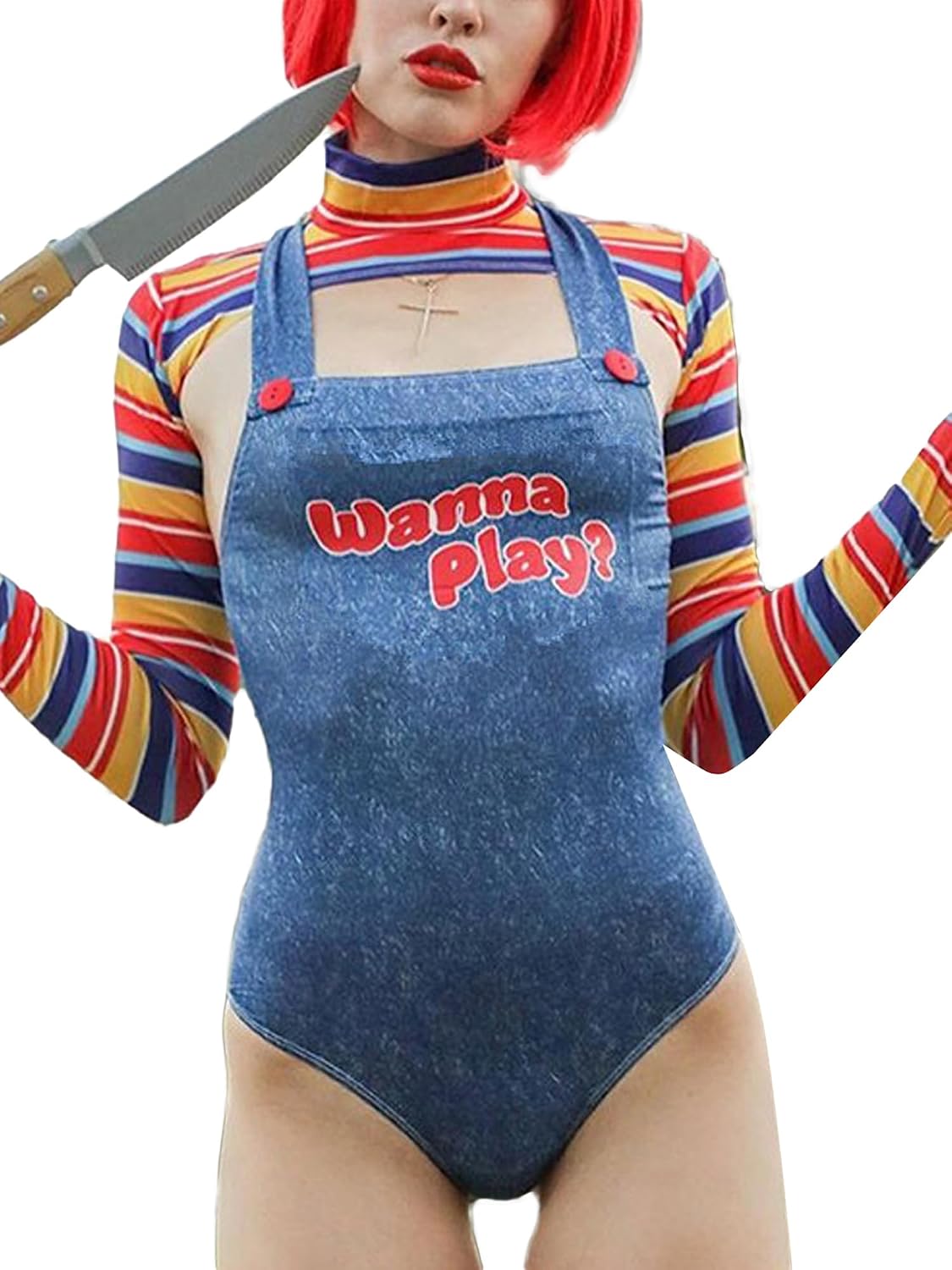 Detalle de ensswliz Women's Chucky Halloween Costume Set, B-Blue, Size S